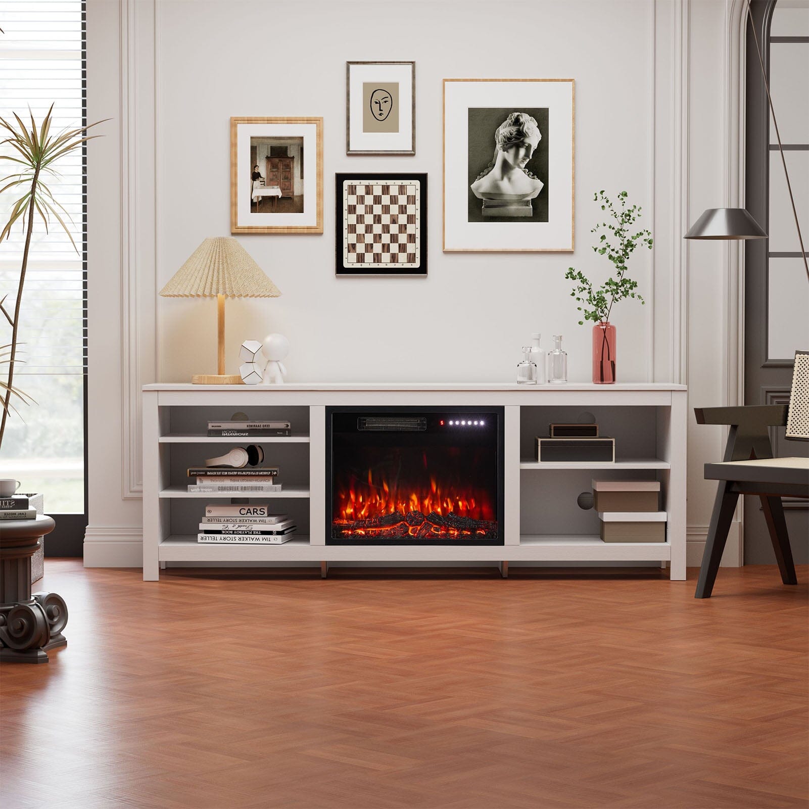 23Inch Electric Fireplace with TV Stand | 12 Flame Colours, Remote Control Living and Home 
