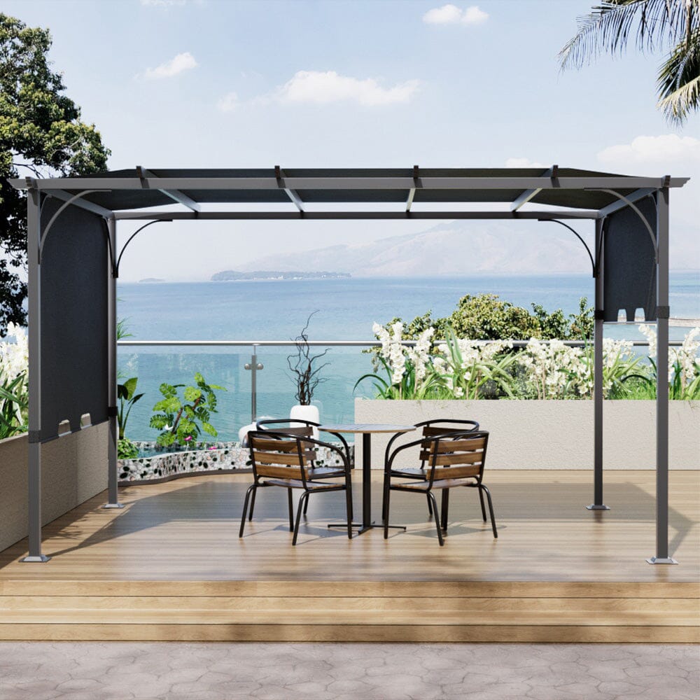 3x3x2.3m/3x4x2.3m Dark Grey Pergola Style Shade Canopy with Adjustable Roof Living and Home 3*4*2.3m 