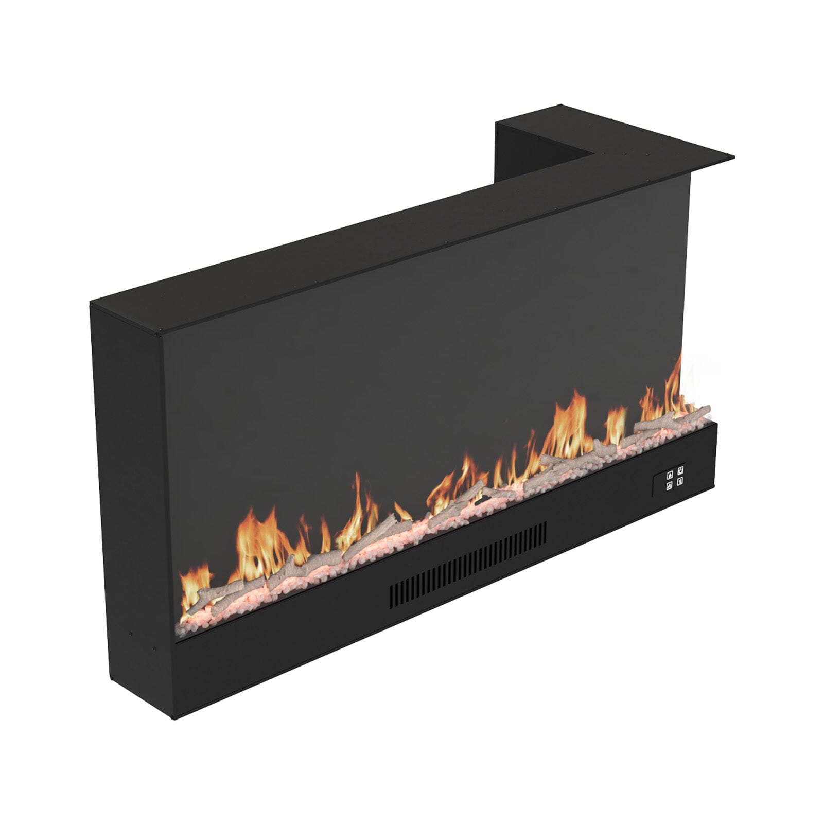 Smallbee 117cm/150cm L-Shaped Electric Fireplace – WiFi Control, LED Display, Resin Logs & Crystal Stones with Heating Smallbee UK 