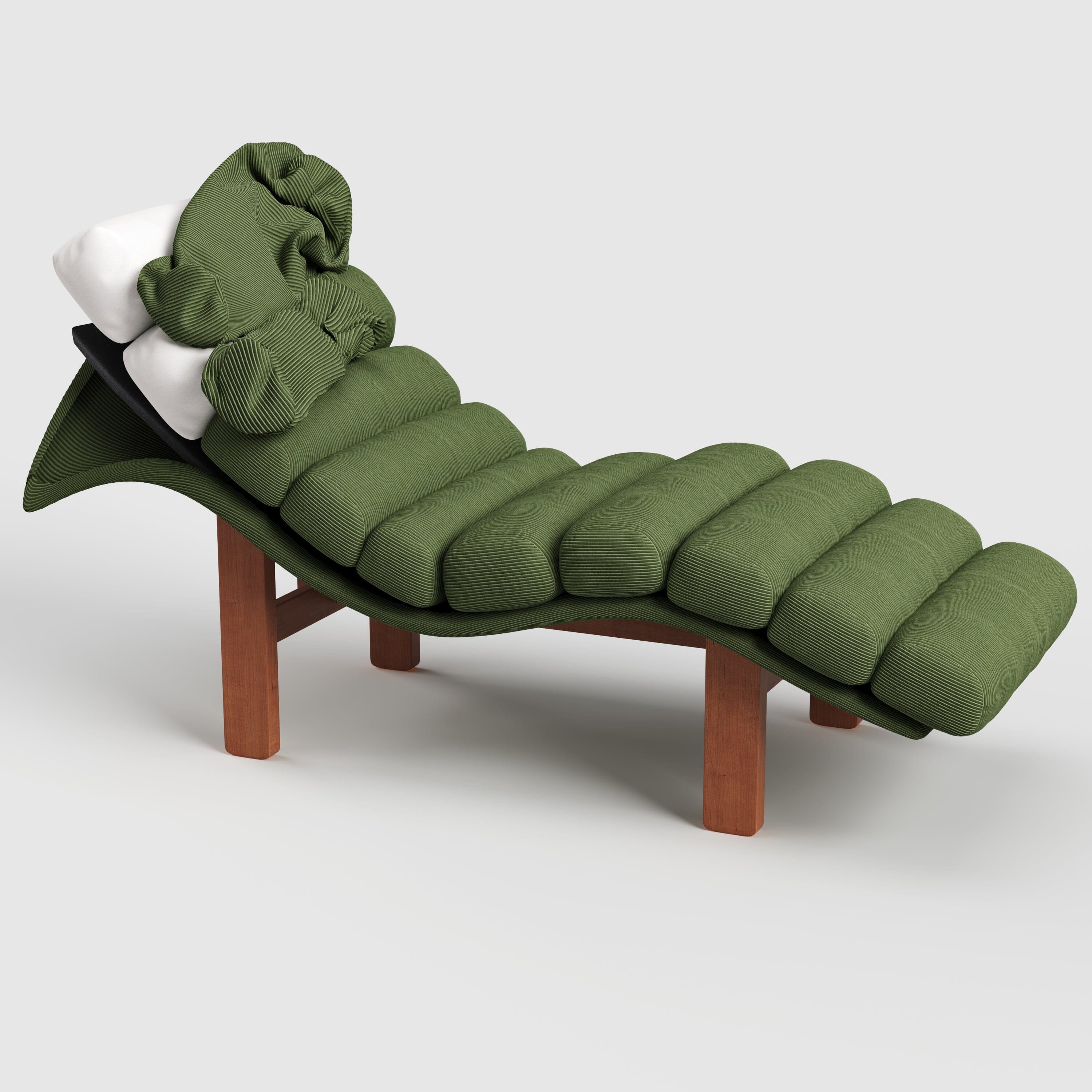 Cottonfy Modern Ergonomic Corduroy Chaise Lounge with Natural Wooden Frame Living and Home 
