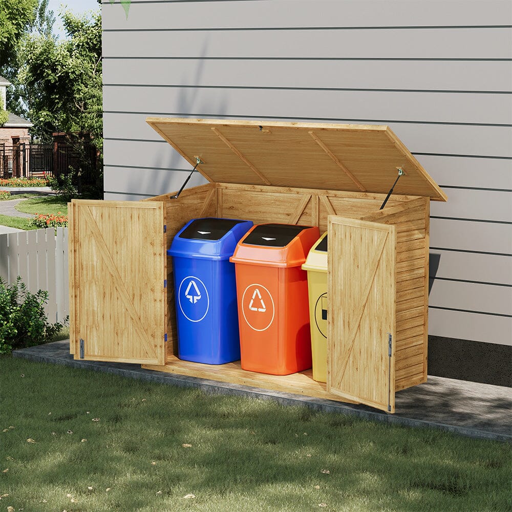 Wooden Bicycle Shed with Asphalt Roof and Steel Locking Door Living and Home 