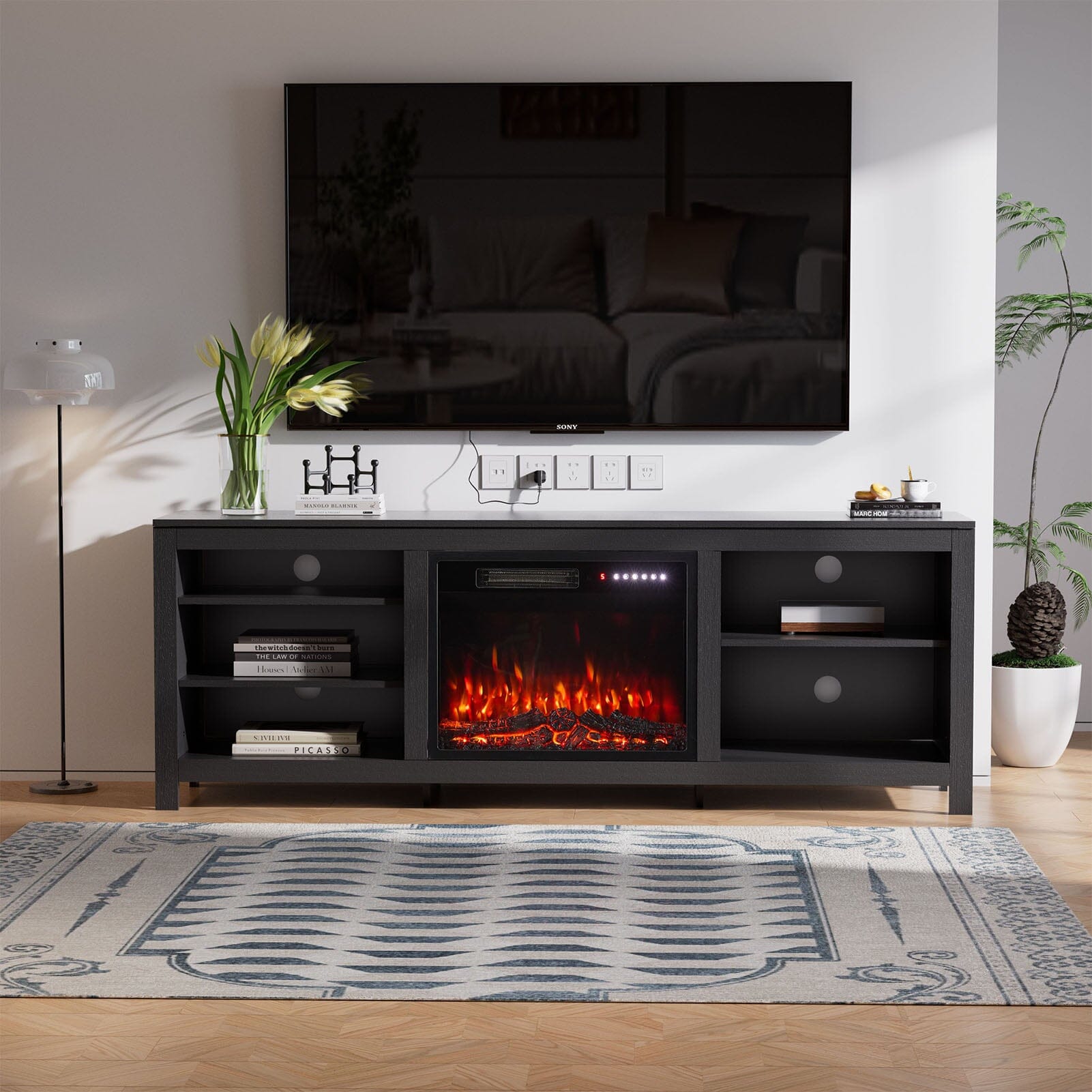 23Inch Electric Fireplace with TV Stand | 12 Flame Colours, Remote Control Living and Home 