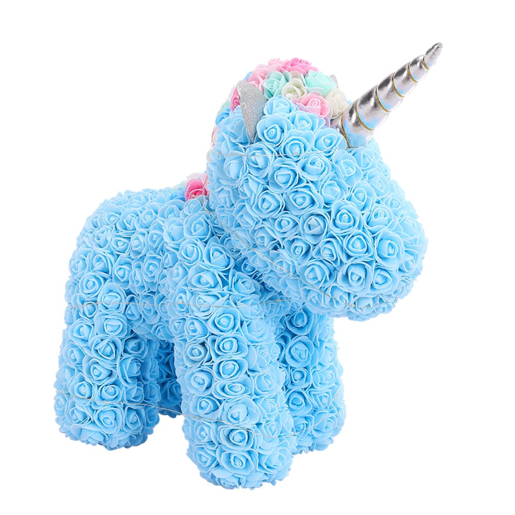 Simulation Foam Forever Rose Blue Unicorn Gift Box with Warm Light Strip Living and Home 