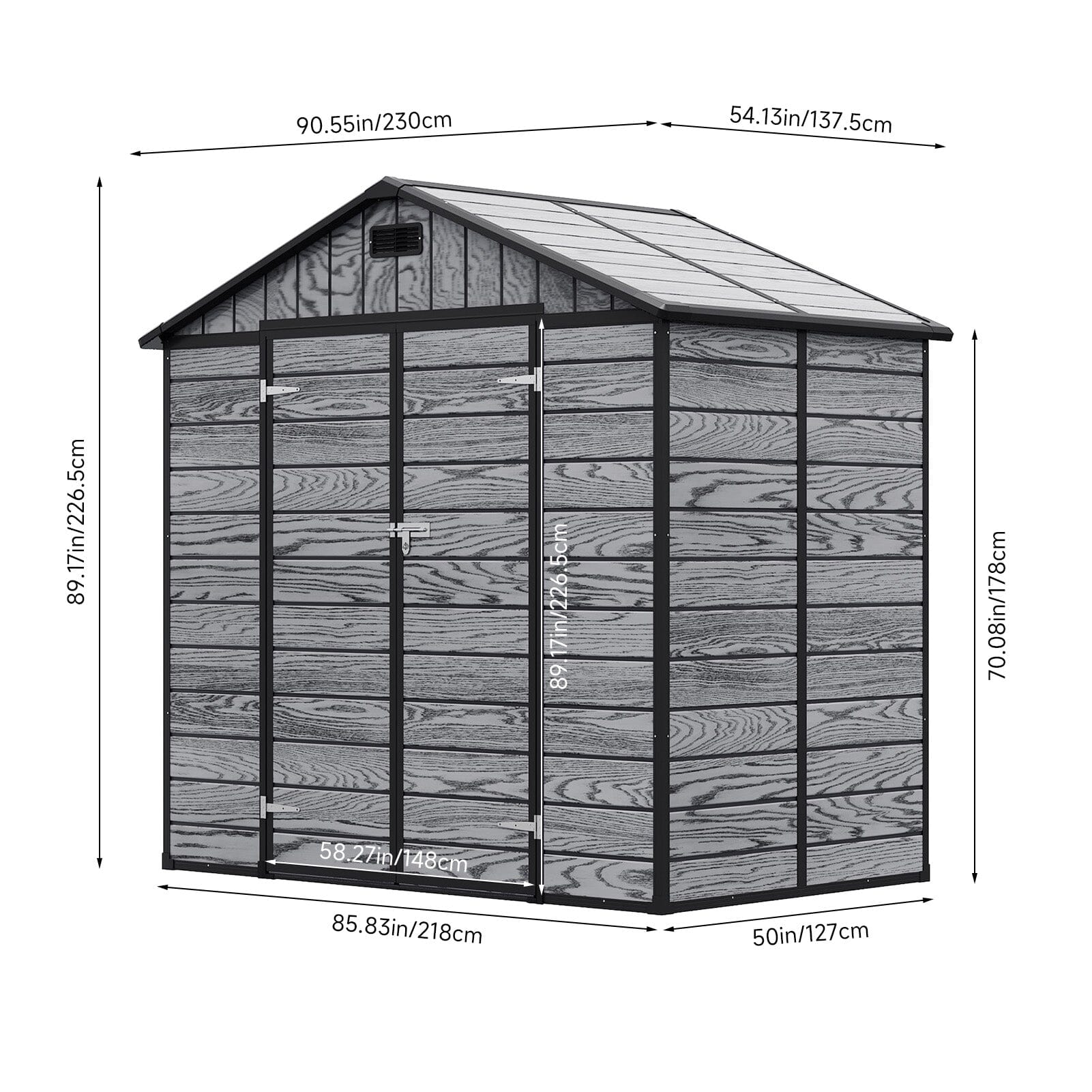 8x4ft PP Apex Roof Garden Tool Shed Outdoor Patio Storage House Living and Home 