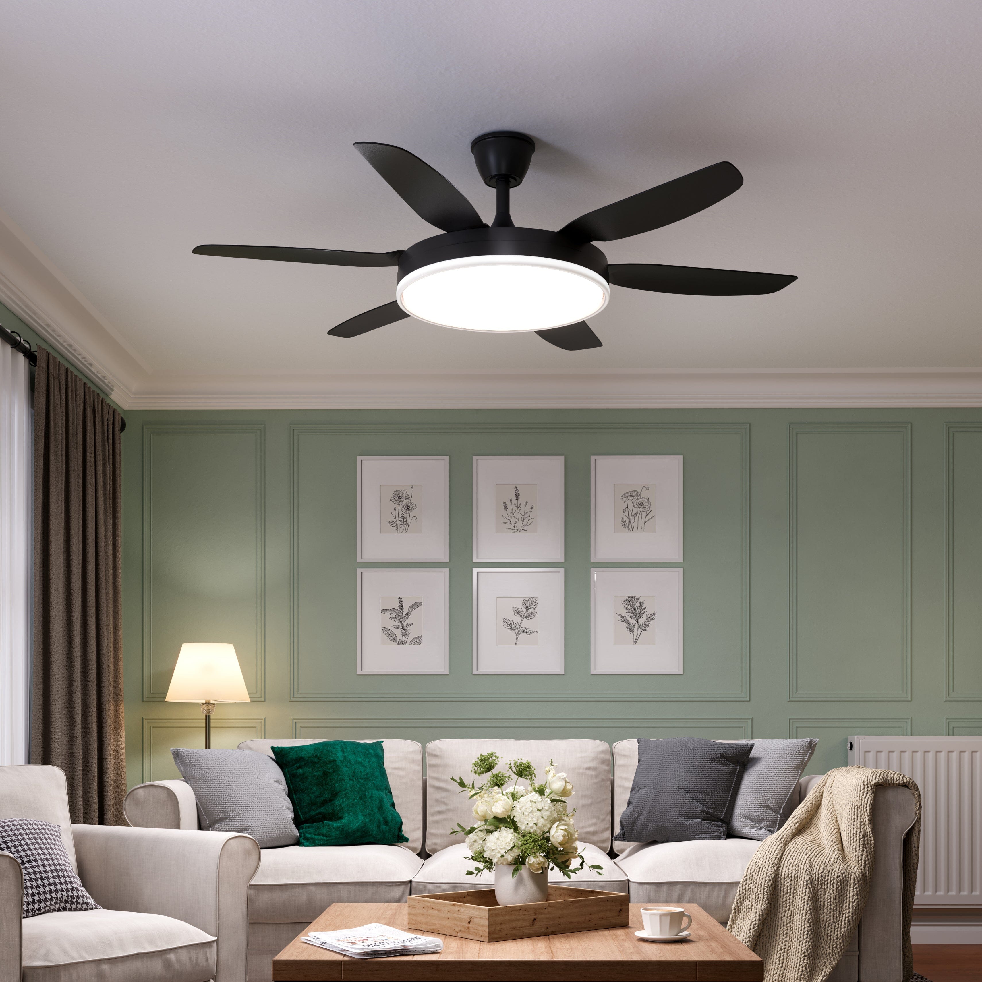 Lightsin Modern Black 57inch LED Ceiling Fan with Remote Control Lightsin UK 