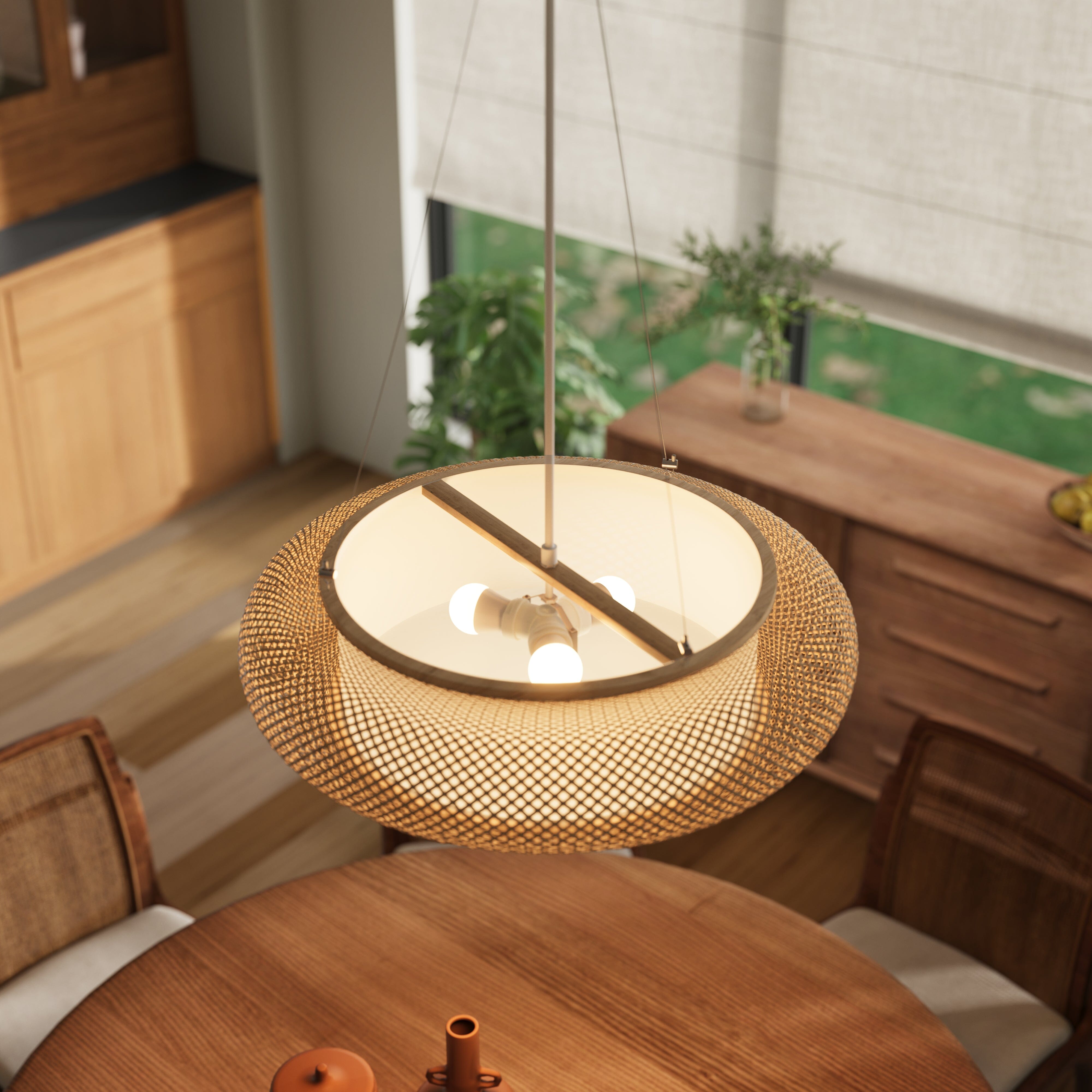 Lightsin Lutta-Handwoven Bamboo Pendant Light for Kitchen Island or Living Room Lightsin UK 