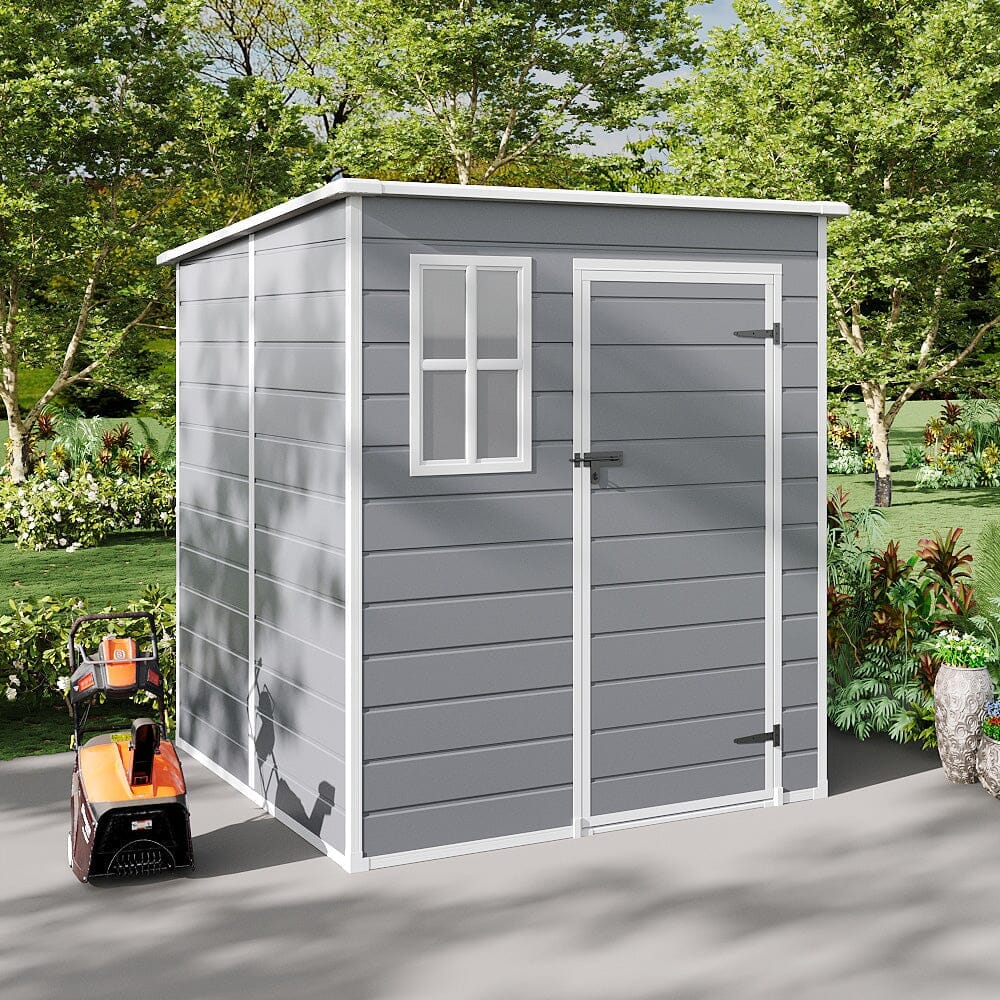 8x4/6x6ft PP Outdoor Apex/Flat Roof Garden Storage Shed with Window and Vent Living and Home 