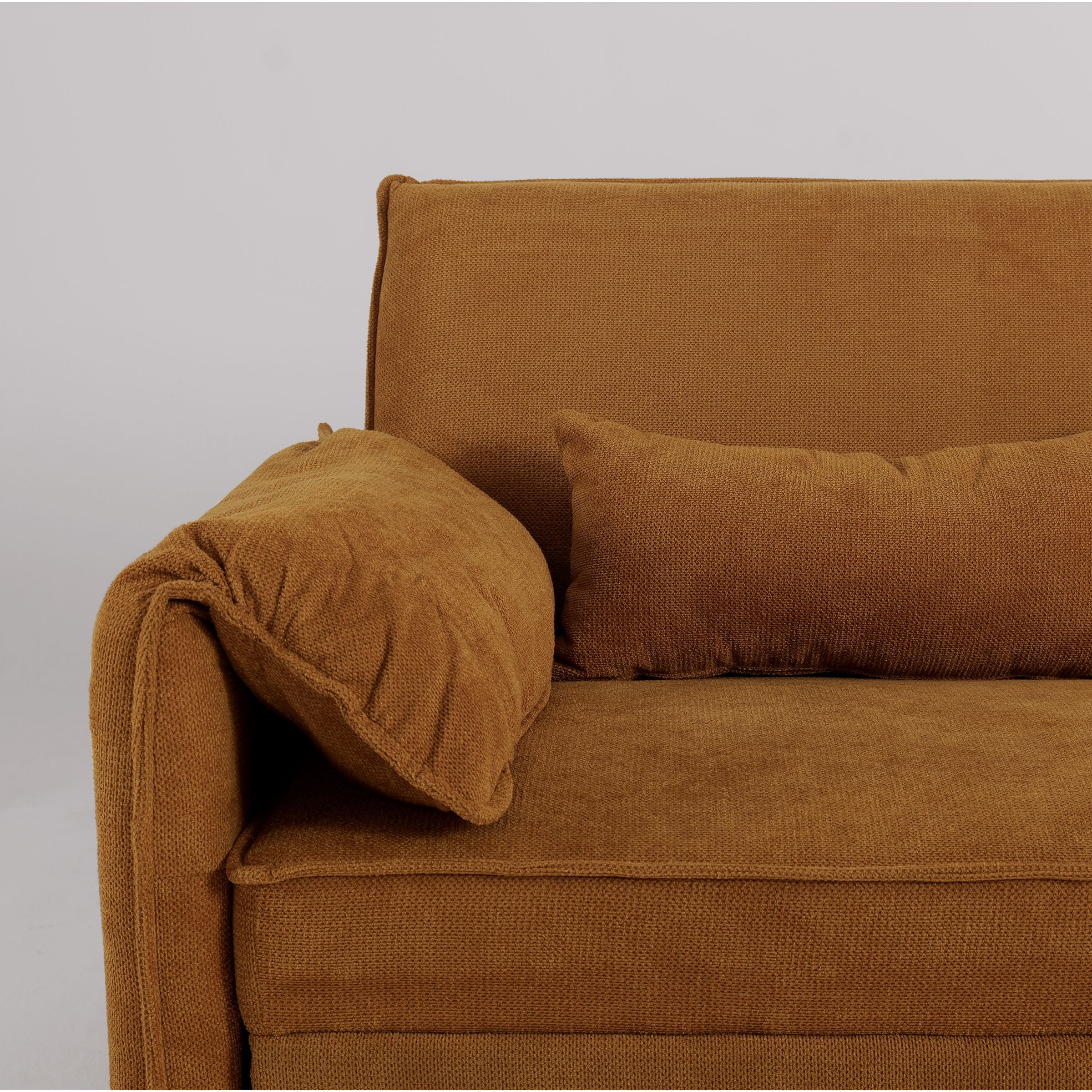 Ginger Yellow Fabric Sofa Bed with Adjustable Backrest and Easy Pull-Out Mechanism Living and Home 