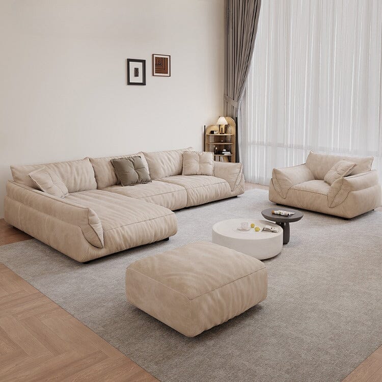 Cottonfy CatScratch Resistant Fabric Elephant Ears Style Corner Sofa