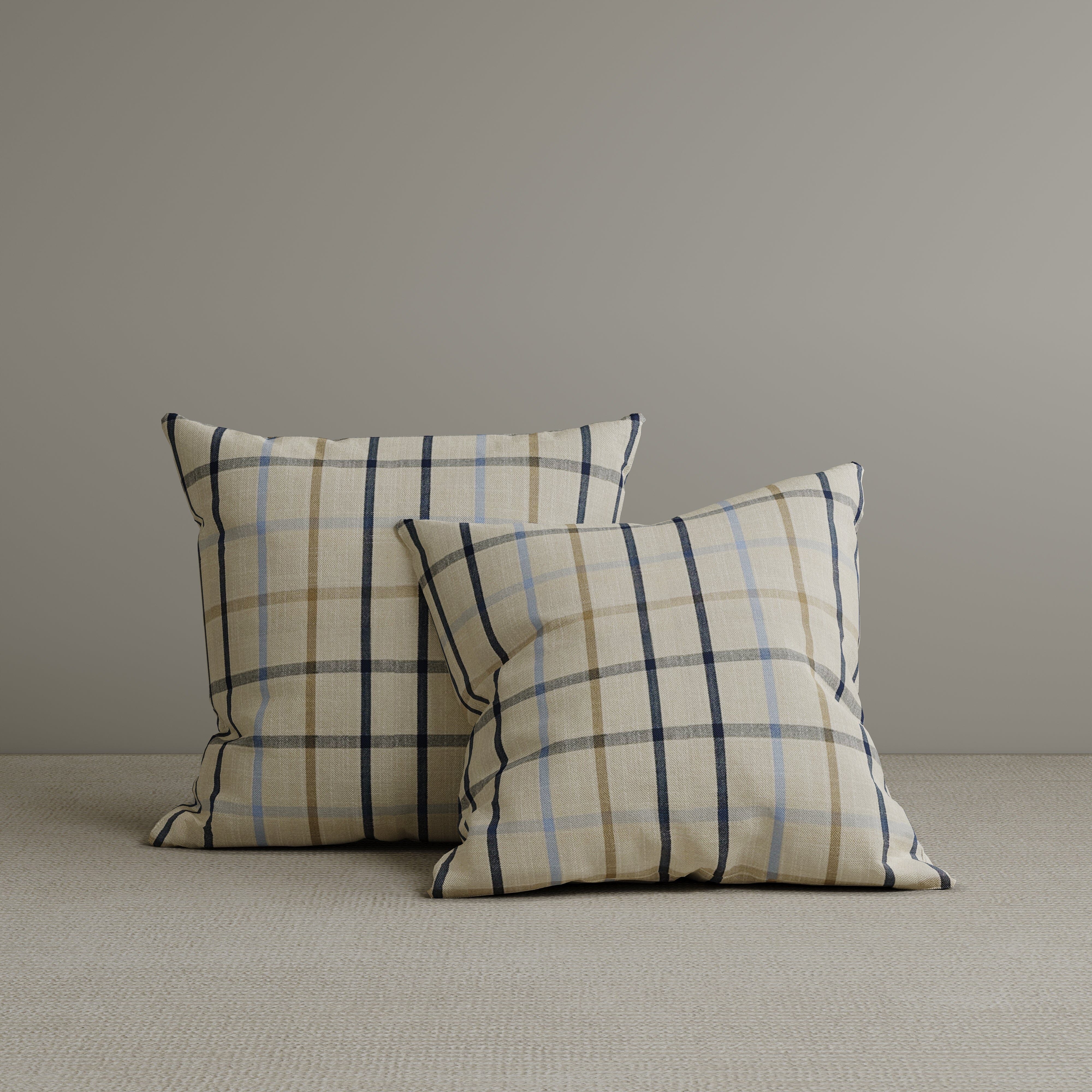 Cottonfy Square Exclusive Design Cushion in Light Blue Checkered Cotton Linen, 45*45CM Living and Home 2 PCS 