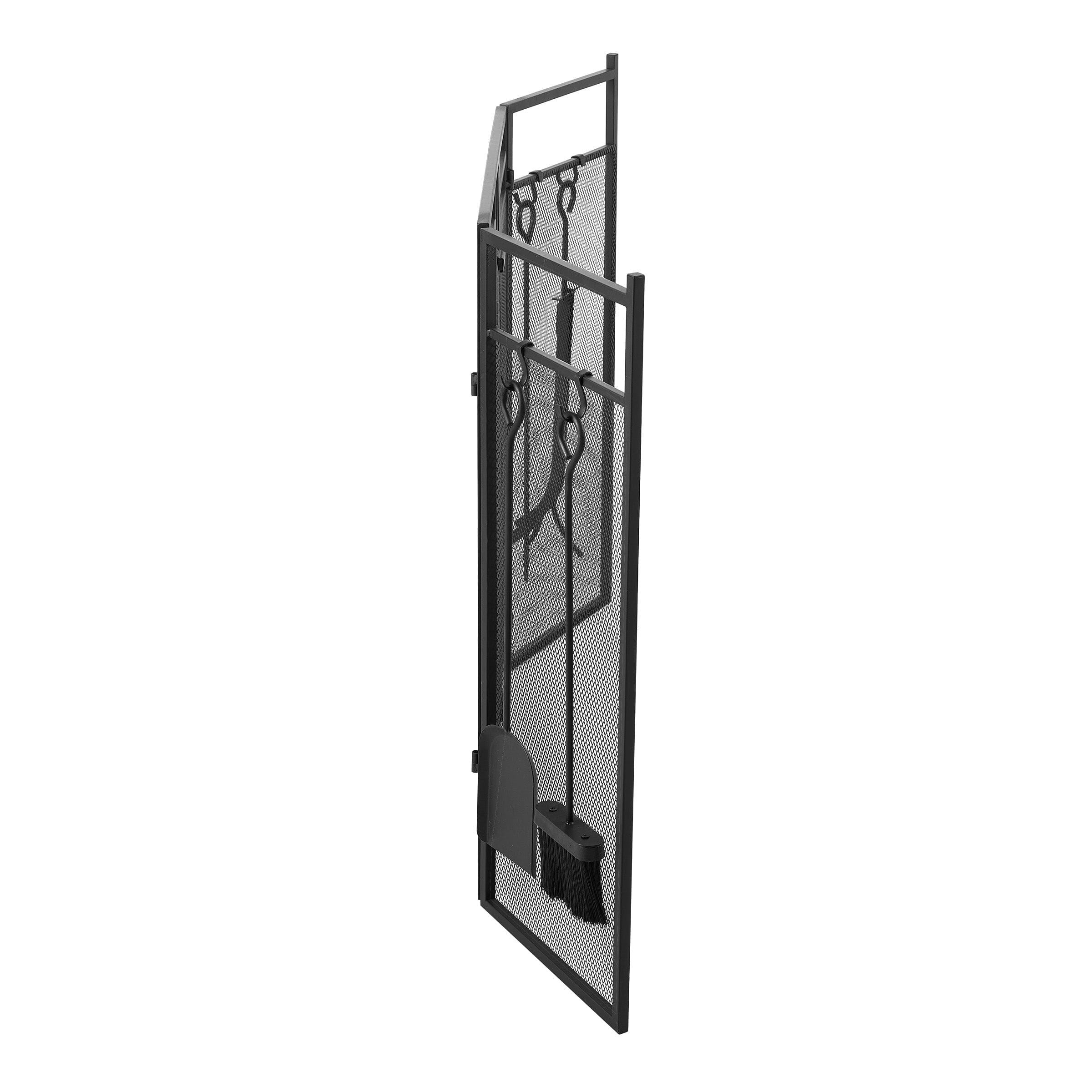 Smallbee Iron Fireplace Screen with 4-Piece Tool Set - Black Powder-Coated 122x1.3x80cm Smallbee UK 
