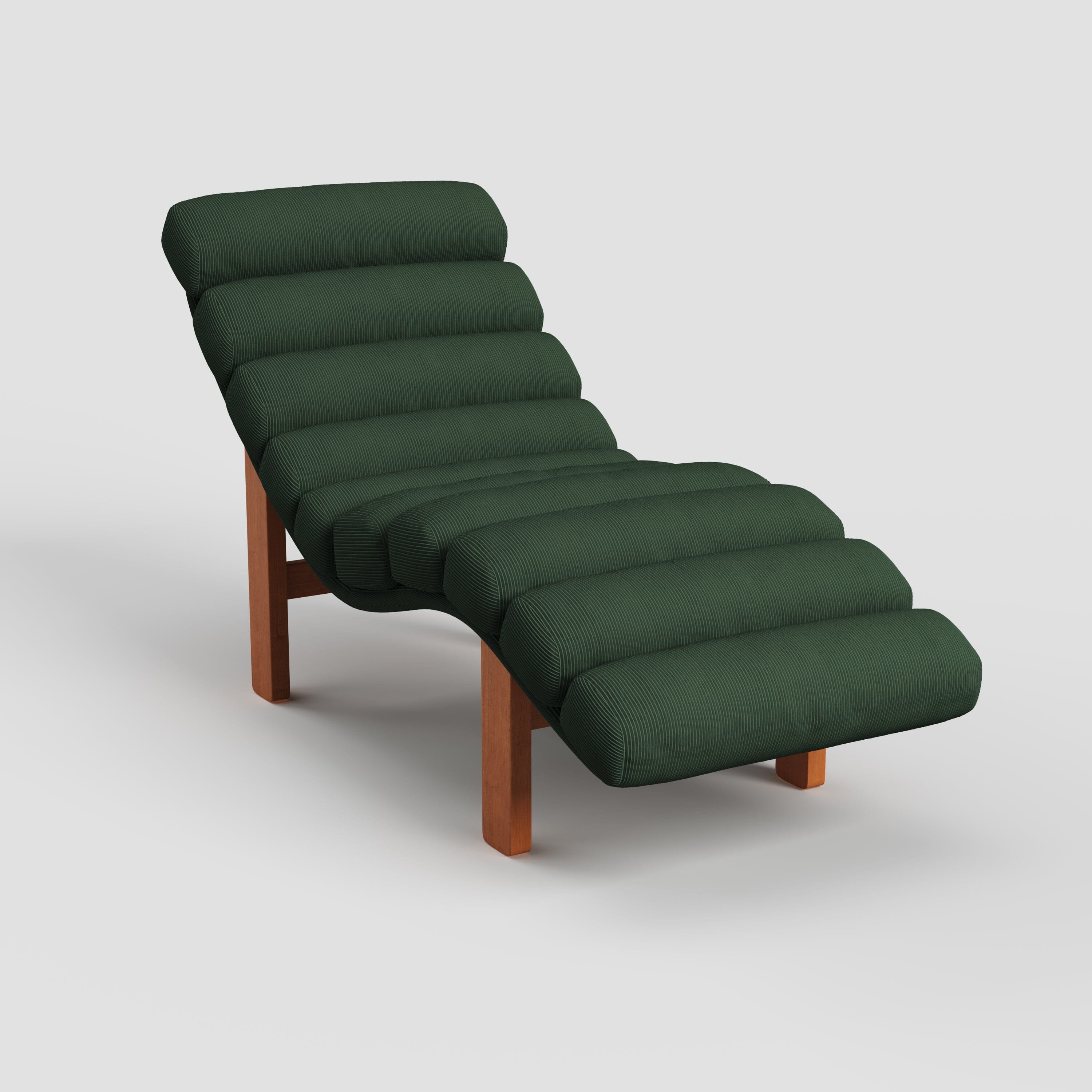 Cottonfy Modern Ergonomic Corduroy Chaise Lounge with Natural Wooden Frame Living and Home 