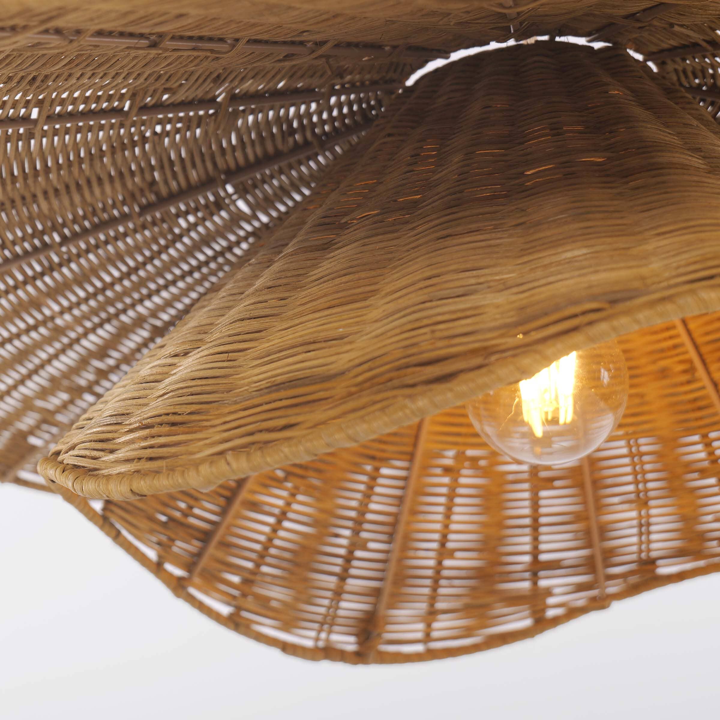 Lightsin Woven Rattan and Iron Pendant Light – Organic Ceiling Pendant Light for Dining Room, Living Room, and Modern Rustic Interiors Lightsin UK 