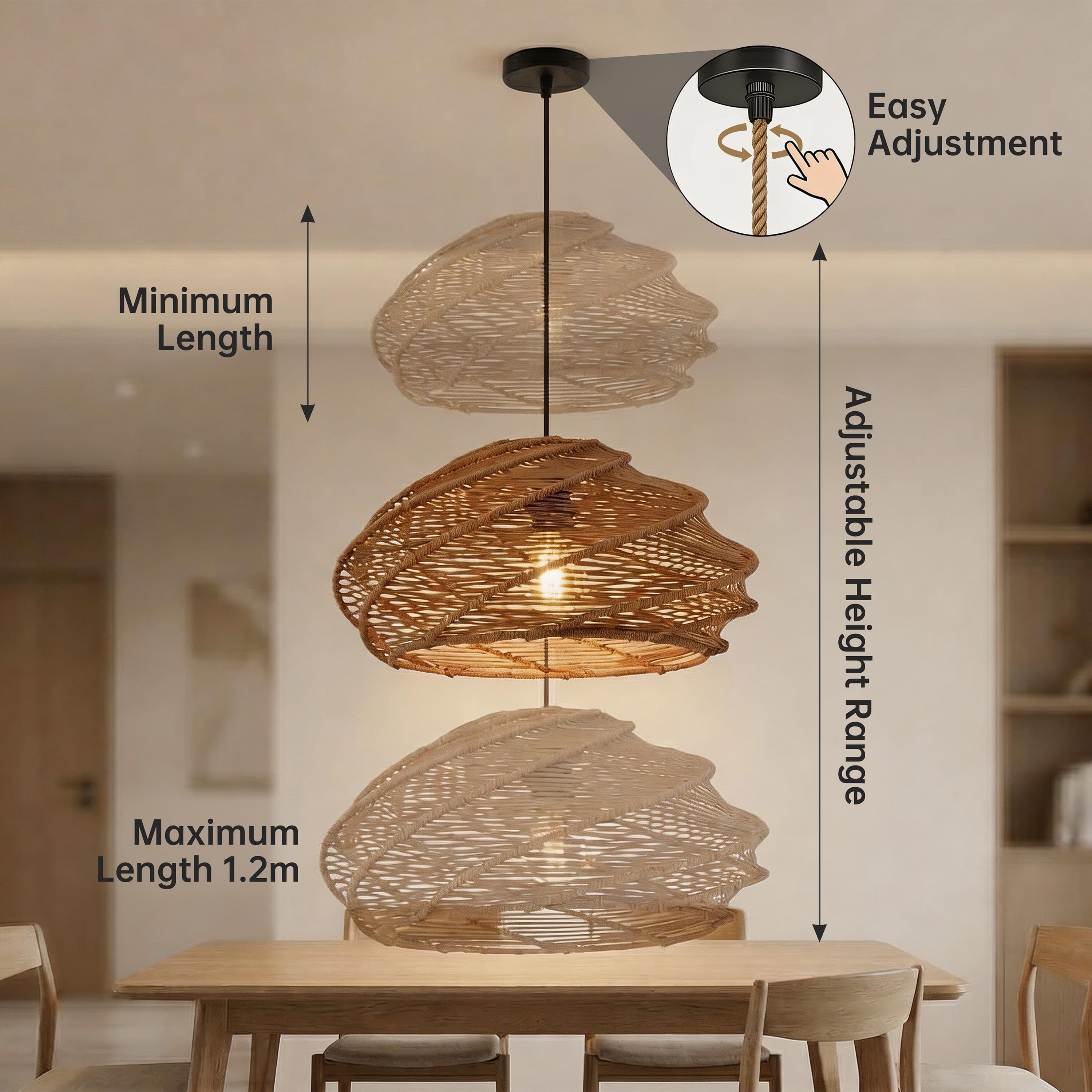 Lightsin Spiral woven paper rope pendant light with iron frame