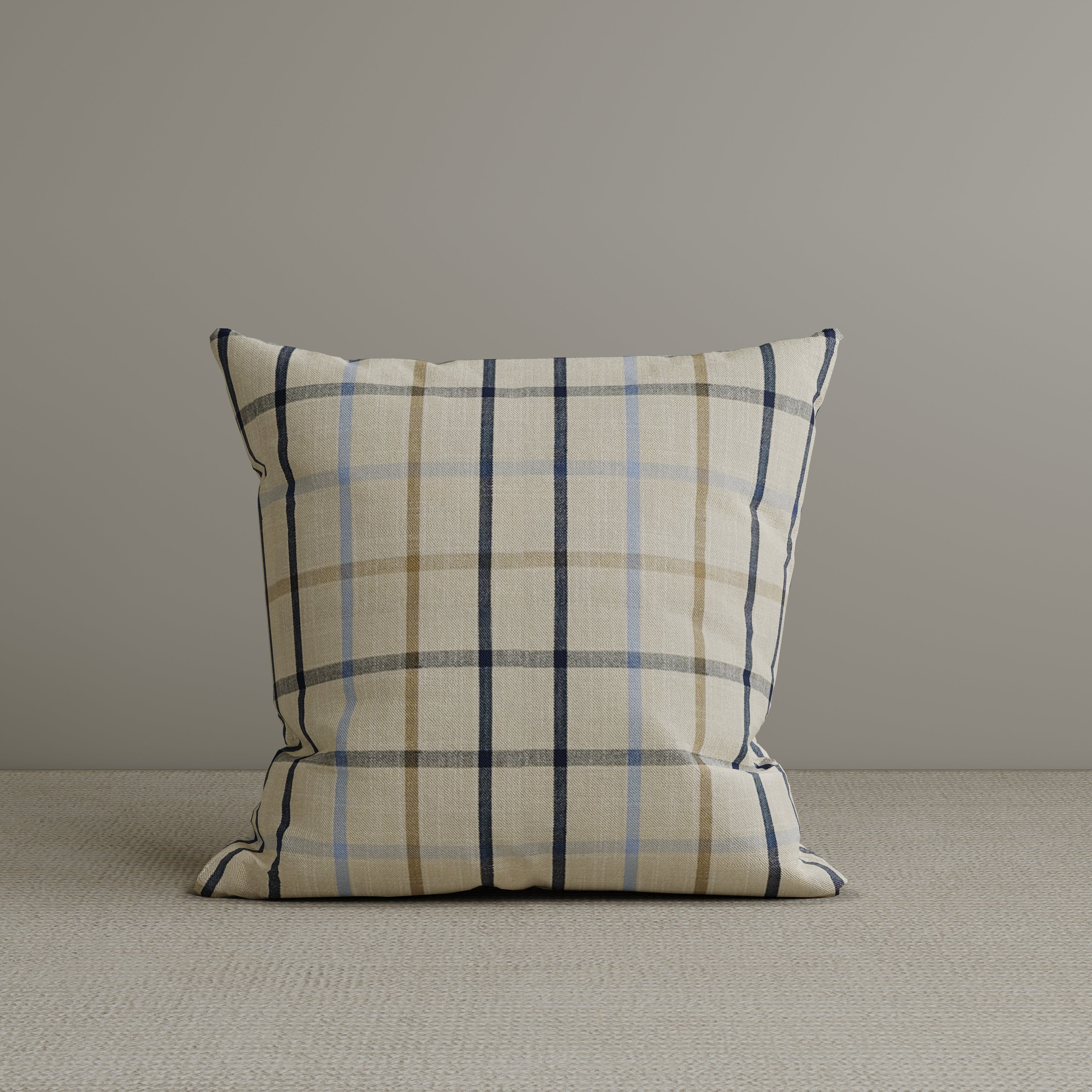 Cottonfy Square Exclusive Design Cushion in Light Blue Checkered Cotton Linen, 45*45CM Living and Home 1 PC 