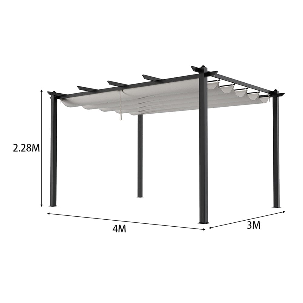 3x3m/3x4m/4x4m All-Aluminum Flat Top Tarp Tent -Off-White/Light Grey Living and Home 