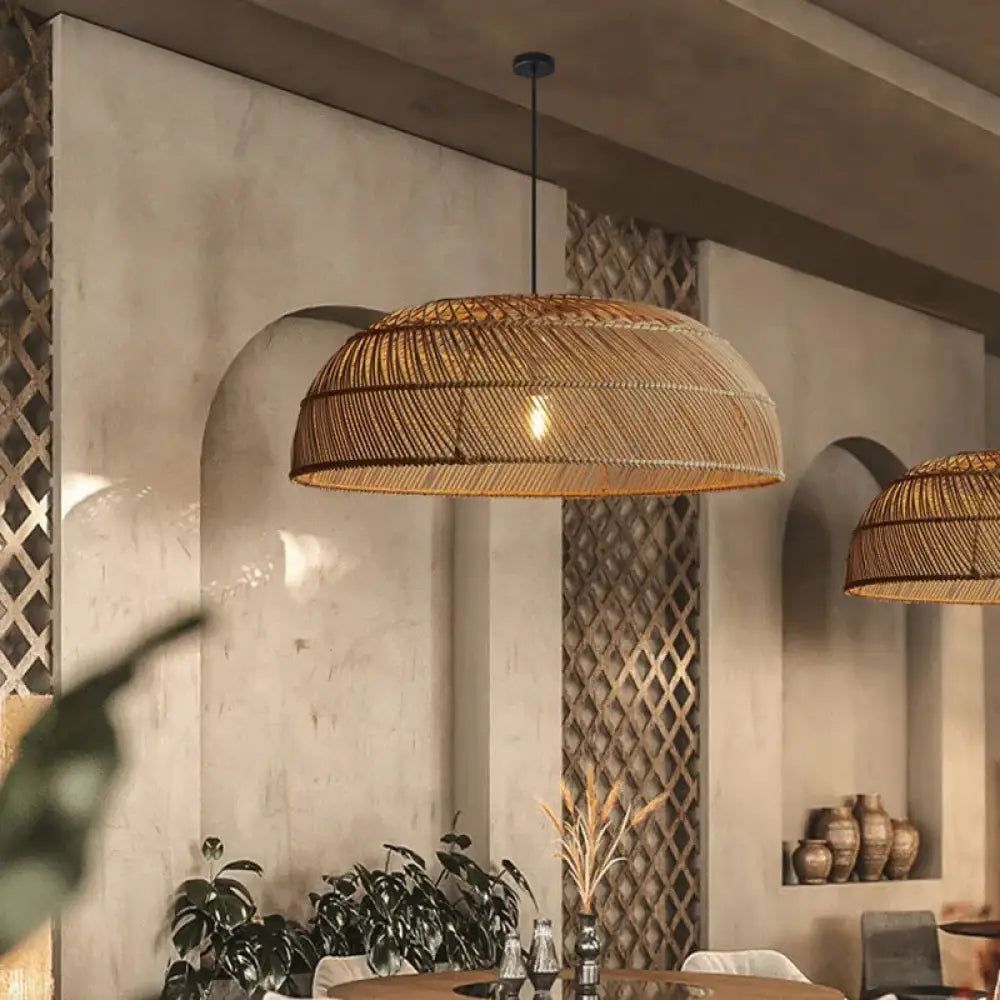 Lightsin Handcrafted Rattan LED Lid-Shaped Pendant Light Lightsin UK 
