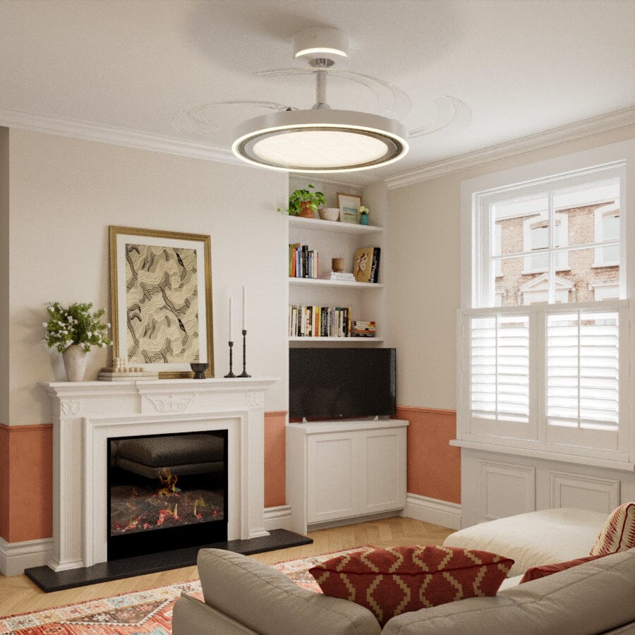 White 48 Inch Reversible LED Ceiling Fan Light with Remote Lightsin UK 