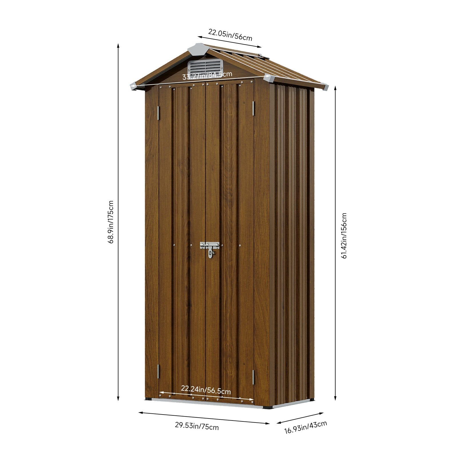 2.7*1.9FT Apex Roof Yellow Wood Grain Tool Cabinet Living and Home 