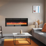 60 Inch Insert Electric Fireplace Heater 153cm Wide Wall Mounted Fireplaces 1500W Wall Mounted Fireplaces Living and Home 