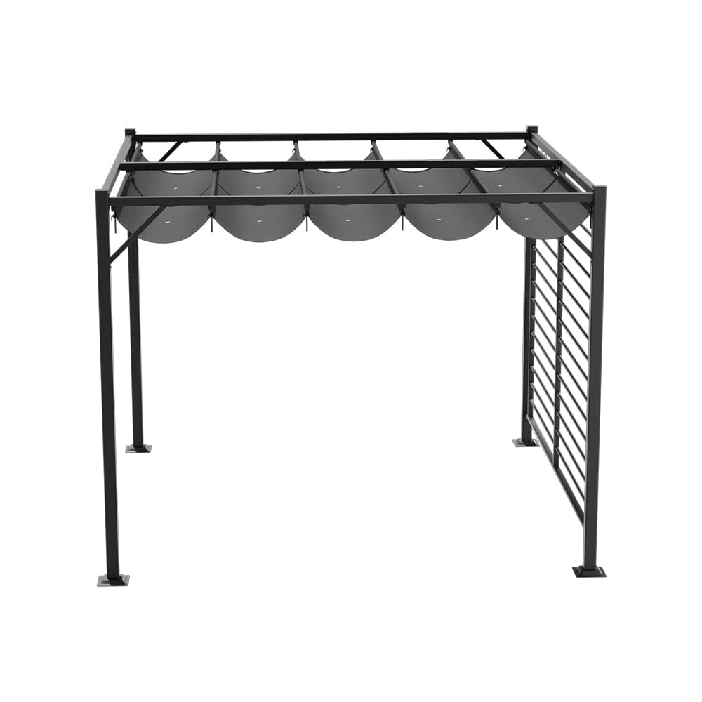 3x2.8x2.3m Dark Grey Pergola with Single-Sided Hollow Fence Living and Home 