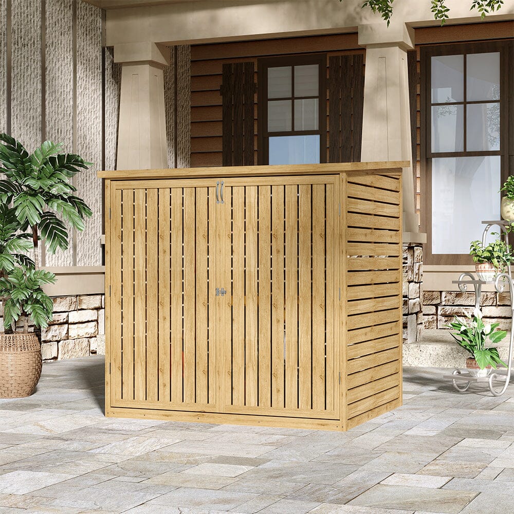 Wooden Bicycle Shed with Asphalt Roof and Steel Locking Door Living and Home 