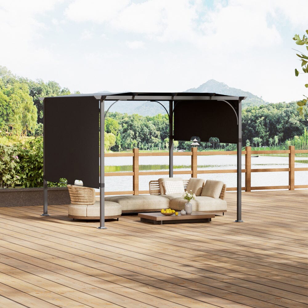 3x3x2.3m/3x4x2.3m Dark Grey Pergola Style Shade Canopy with Adjustable Roof Living and Home 