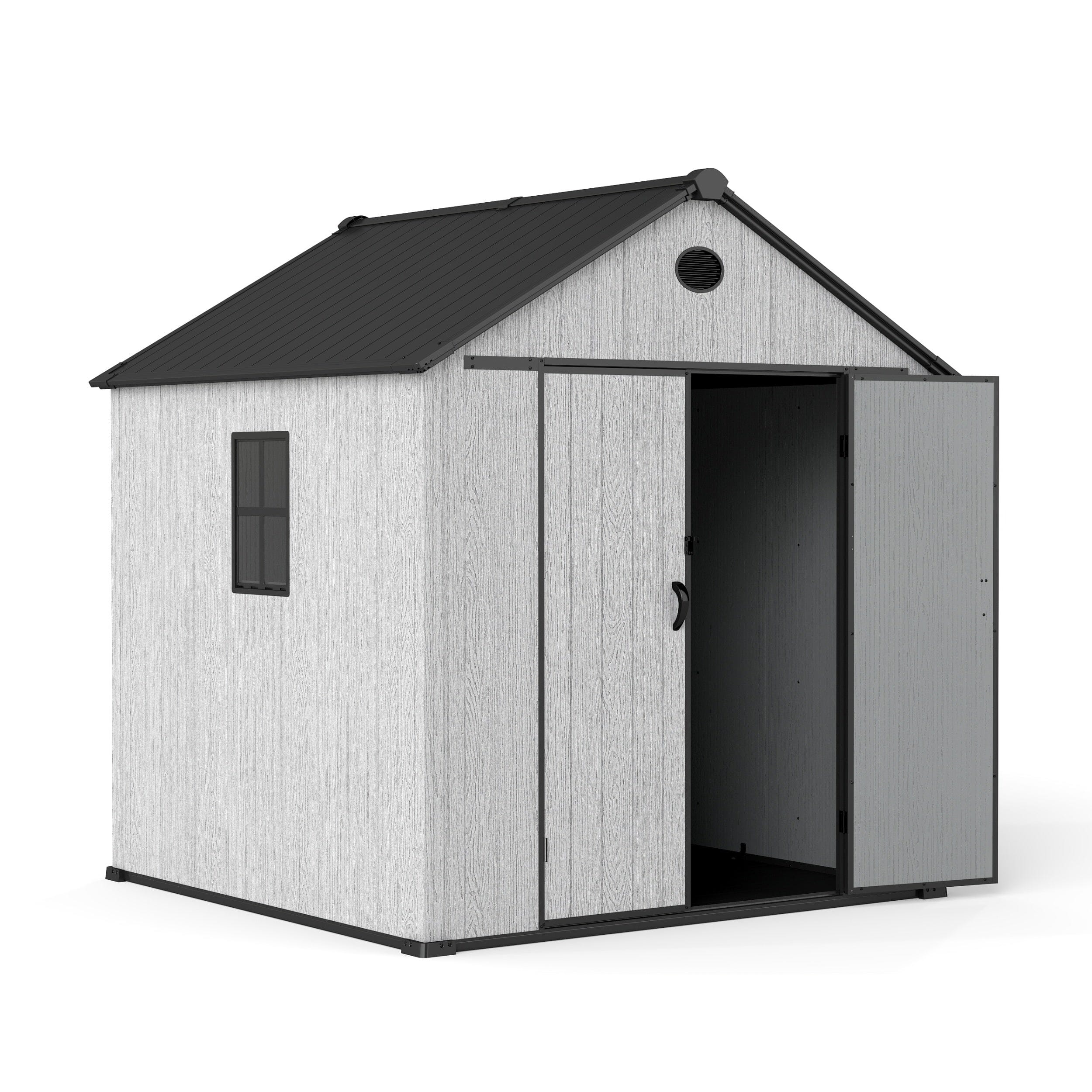 6'x8'ft/8'x8'ft/8'x12'ft/8'x16'ft Gray Wood Grain Plastic Tool Shed Living and Home 
