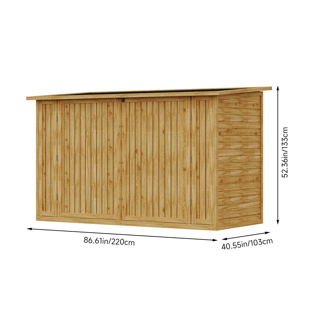 200.5x93x132cm / 220x103x133cm Wooden Bicycle Shed with Asphalt Roof and Steel Locking Door Living and Home 