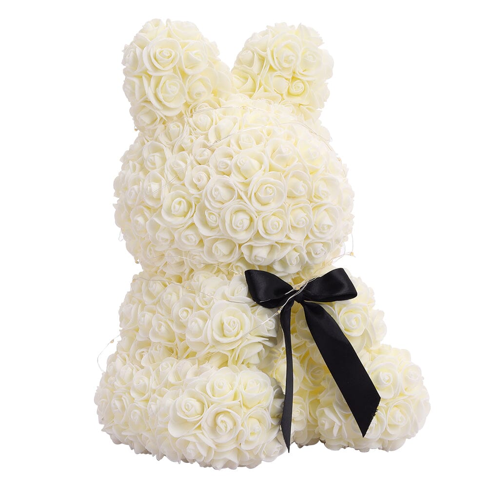 Simulation Foam Forever Rose Bunny Gift Box-White With Light String Living and Home 