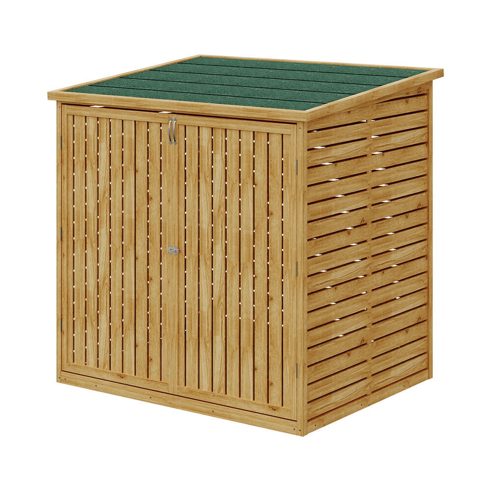 Wooden Bicycle Shed with Asphalt Roof and Steel Locking Door Living and Home 