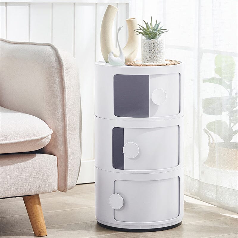 Componibili Round Storage Unit with 3 Elements Storage Drawers Living and Home White 