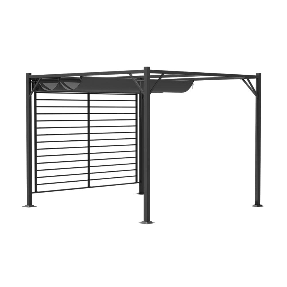 3x2.8x2.3m Dark Grey Pergola with Single-Sided Hollow Fence Living and Home 