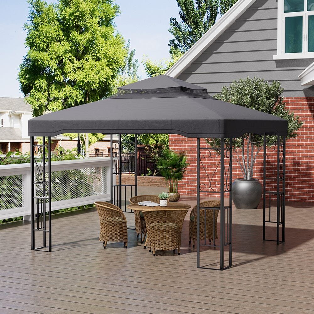 6x3M Premium Iron Pergola with Retractable Canopy and Mesh Screens Living and Home 