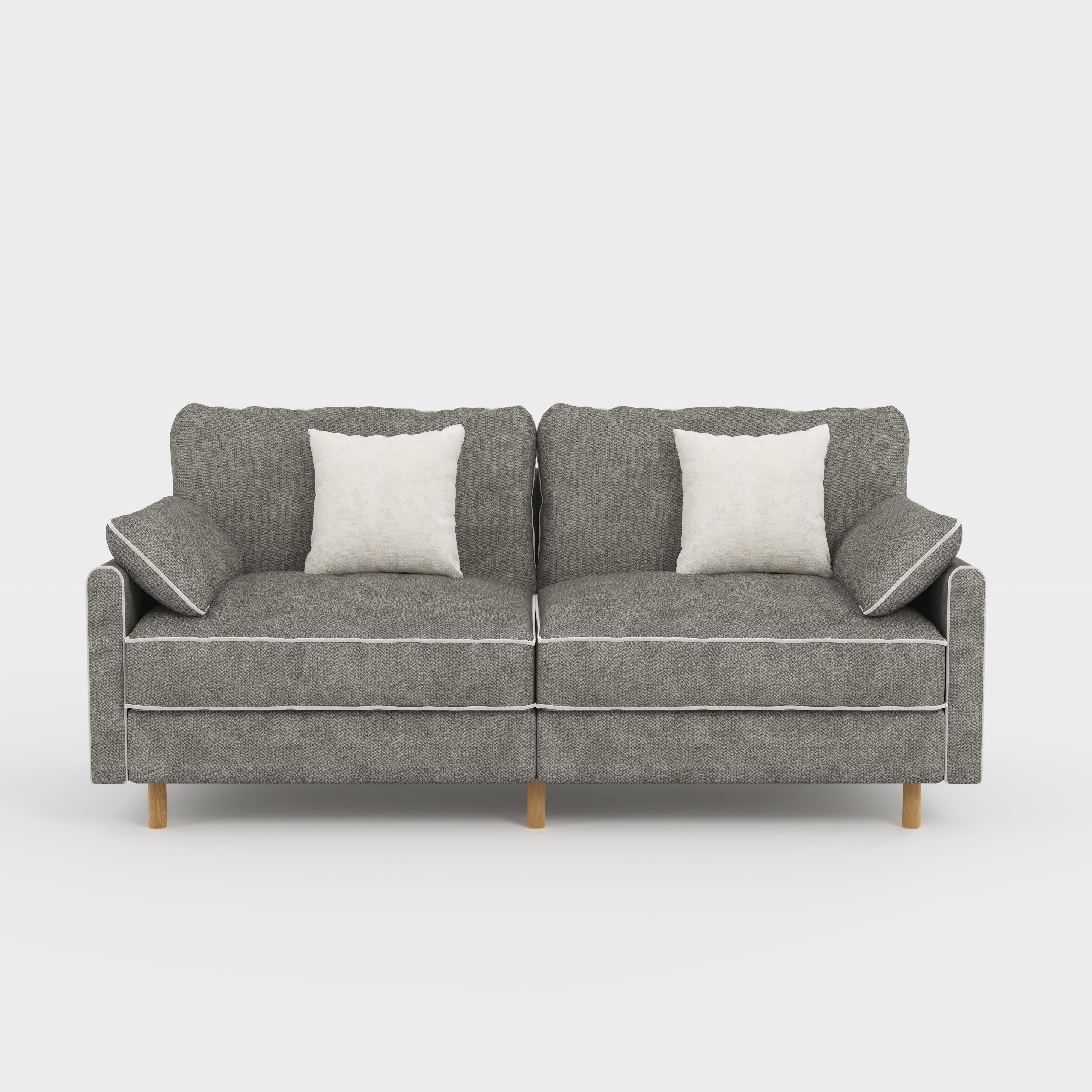 Cotton Linen Detachable Modular Sofa with Fringed Trim Cottonfy UK 2 Seater (without Fringed Trim) Flint Gray Pre-Order