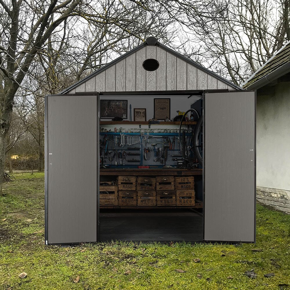 6'x8'ft/8'x8'ft/8'x12'ft/8'x16'ft Gray Wood Grain Plastic Tool Shed Living and Home 