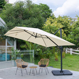 300cm Wide Garden Parasol Outdoor Hanging UV Resistant and Waterproof Umbrella for Patio Parasols Living and Home Parasol + Cross Base + Petal Water Tank Beige 