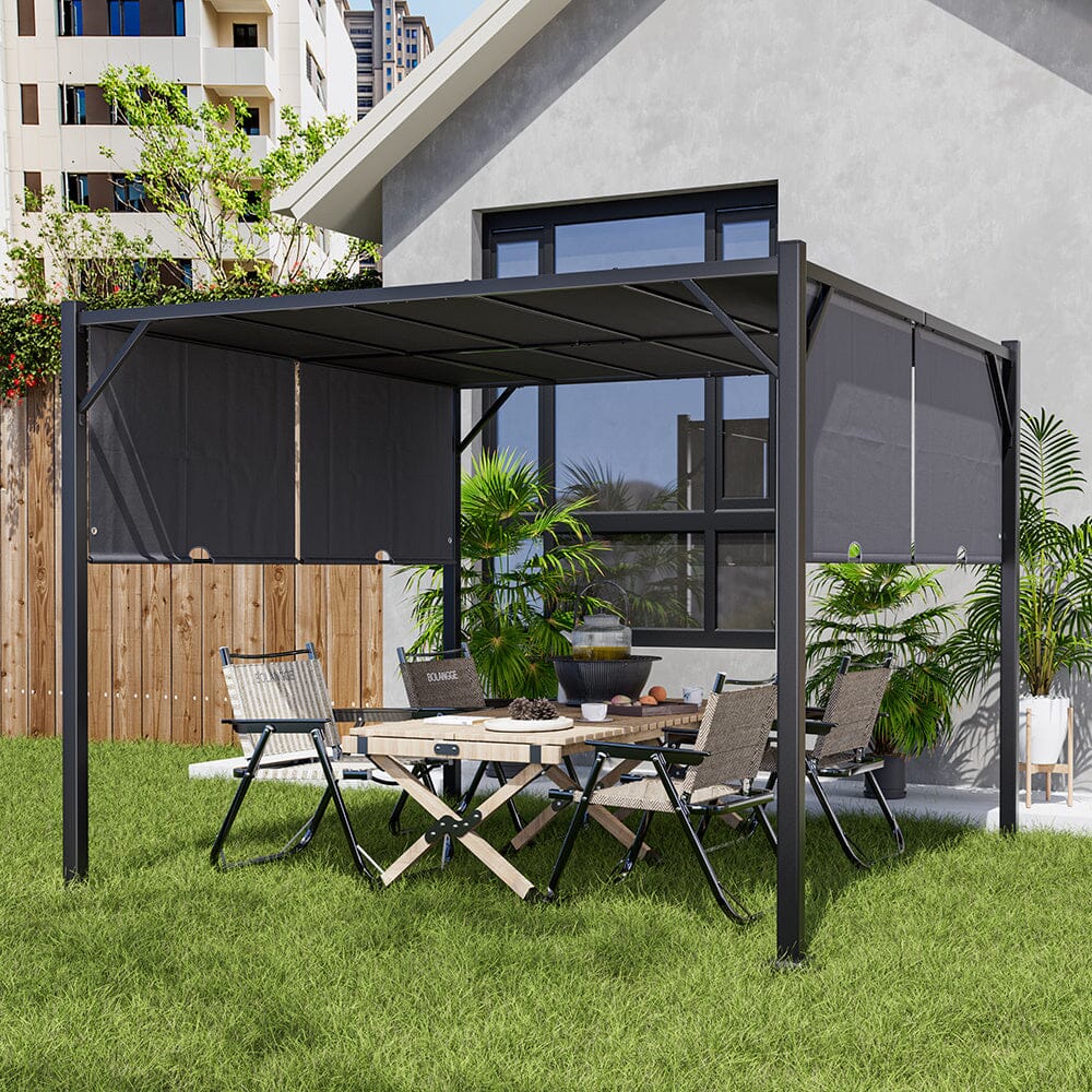 Luxury Outdoor Steel Pergola with Retractable Canopy Living and Home 