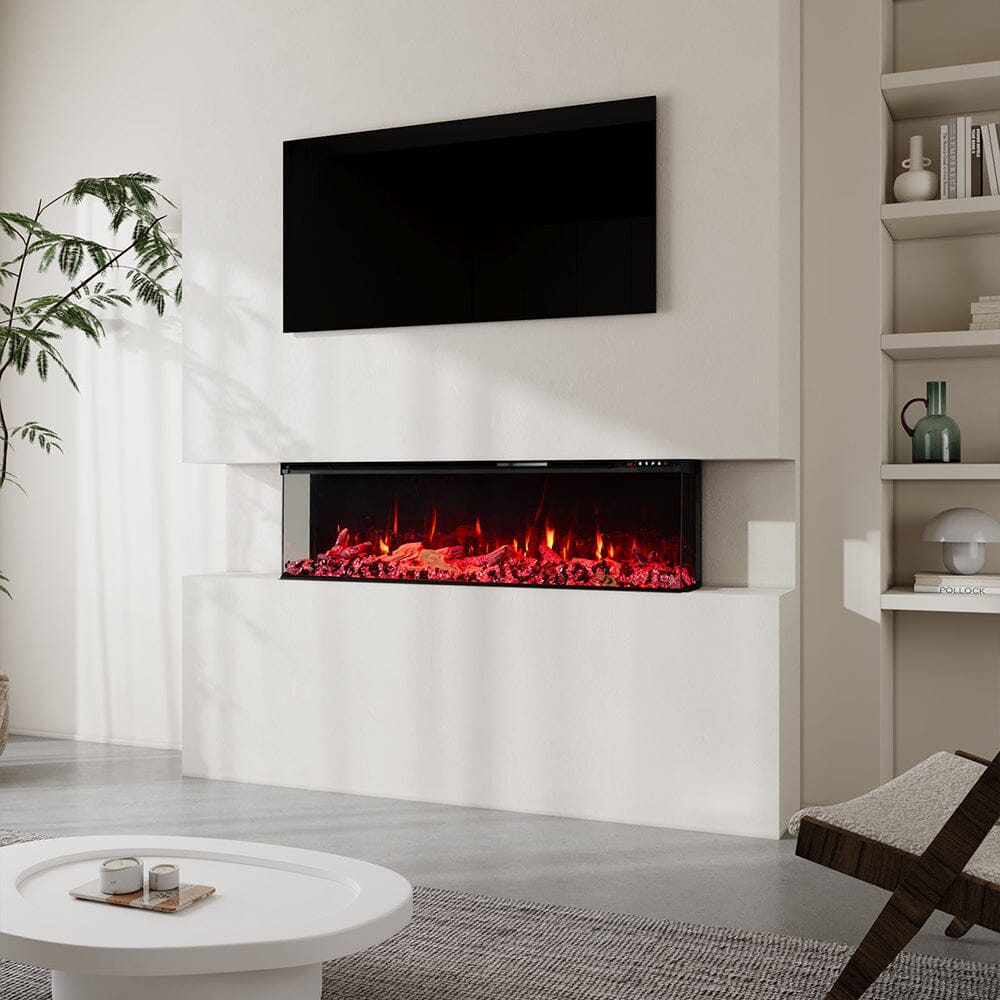 50/60/70/80inch 3-sided Electric Fireplace with Adjustable Color, Temperature and Timing, Controlled by APP Living and Home 