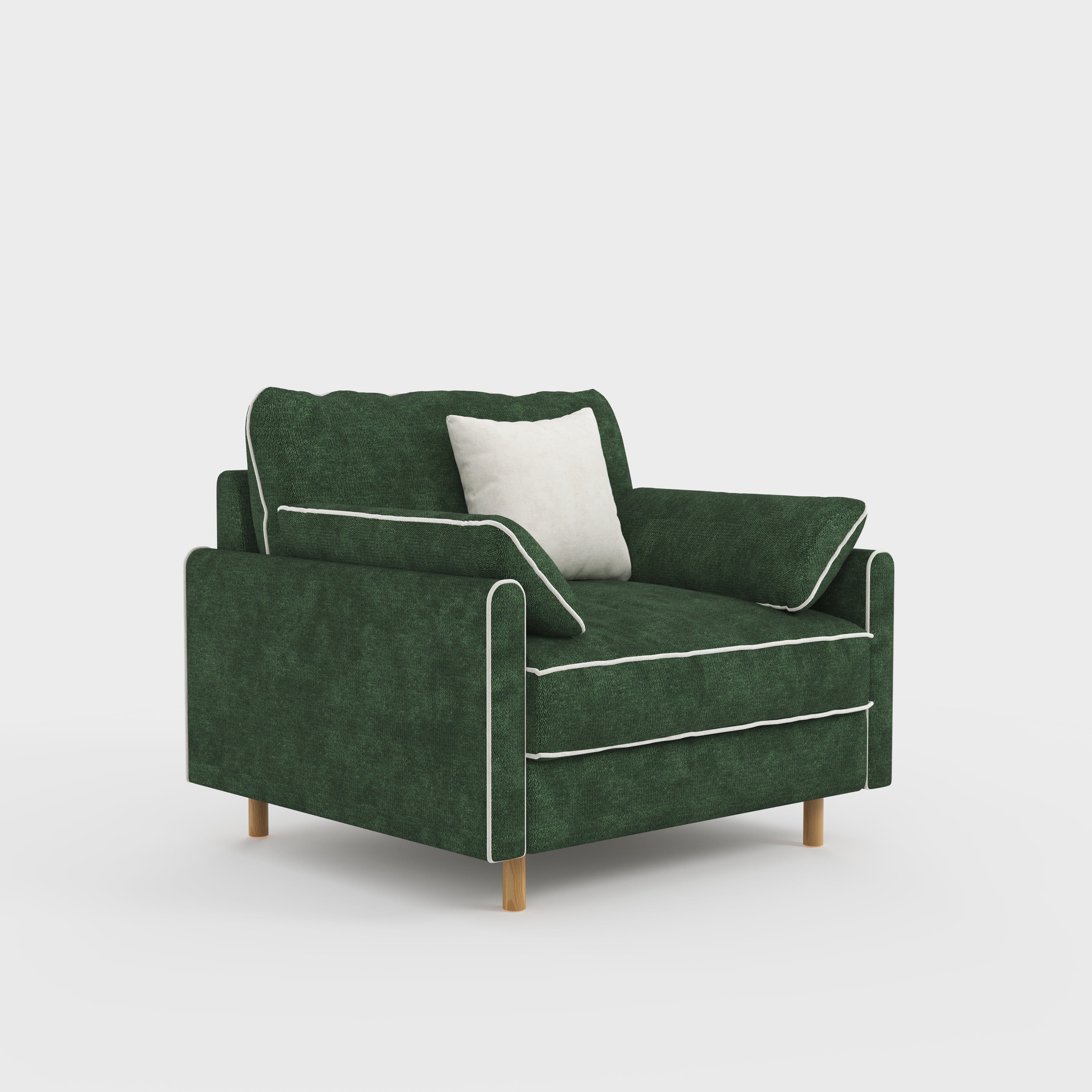 Cotton Linen Detachable Modular Sofa with Fringed Trim Cottonfy UK Single (without Fringed Trim) Forest Green In Stock