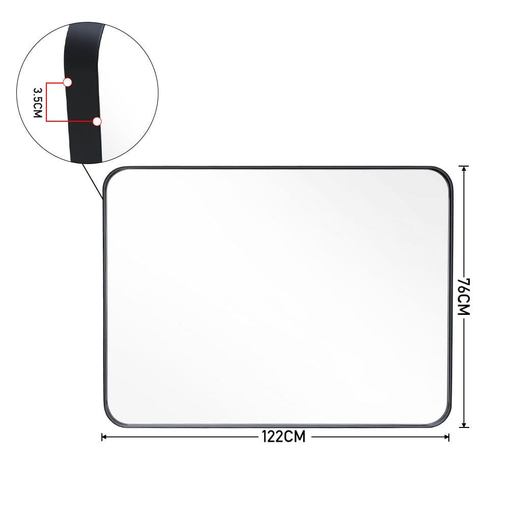 80/122cm W Aluminum Frame Bathroom Vanity Wall Mirror with Rounded Corner Bathroom Mirrors Living and Home 