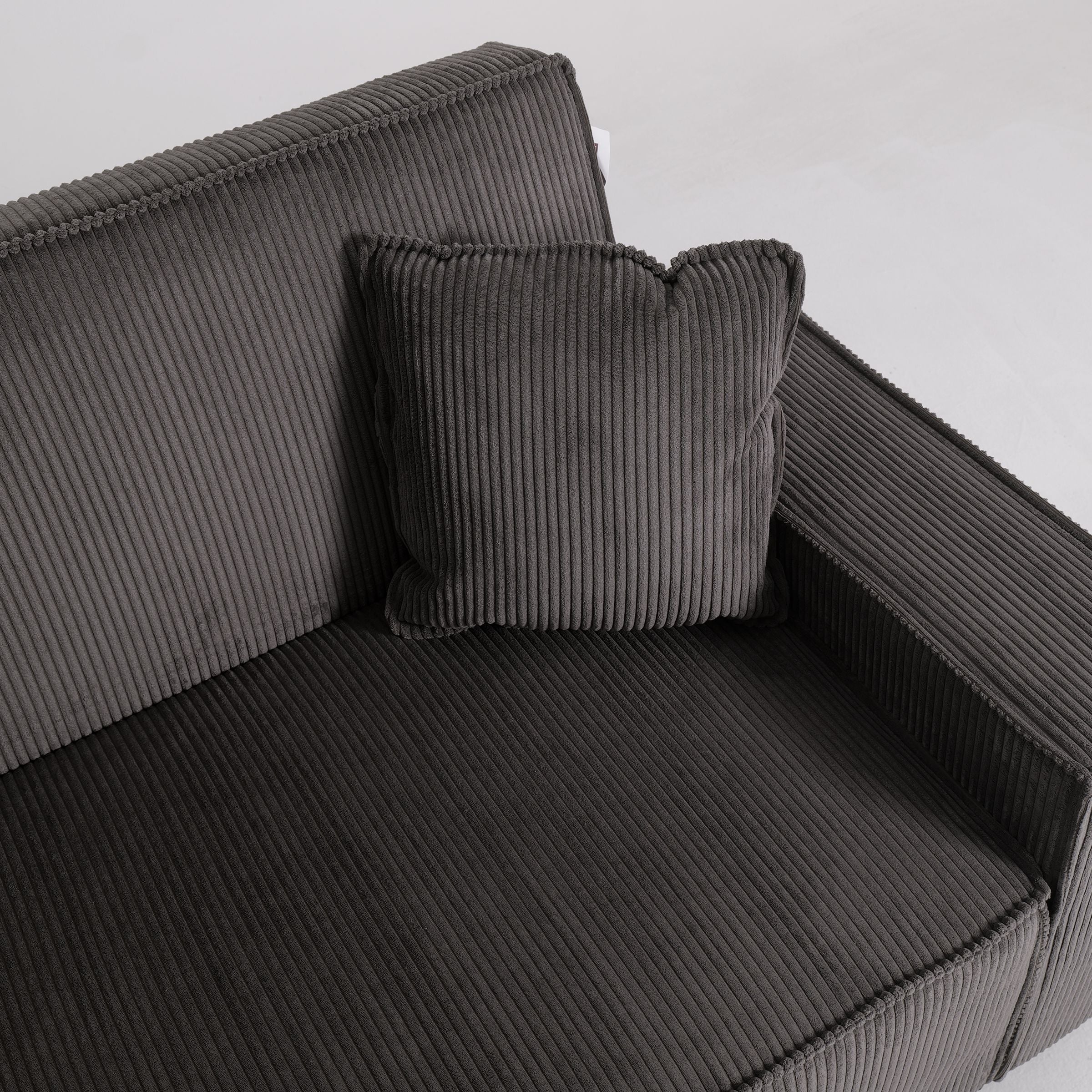 Grey Corduroy Sofa Bed with Adjustable Backrest and Spring Coil Support Living and Home 