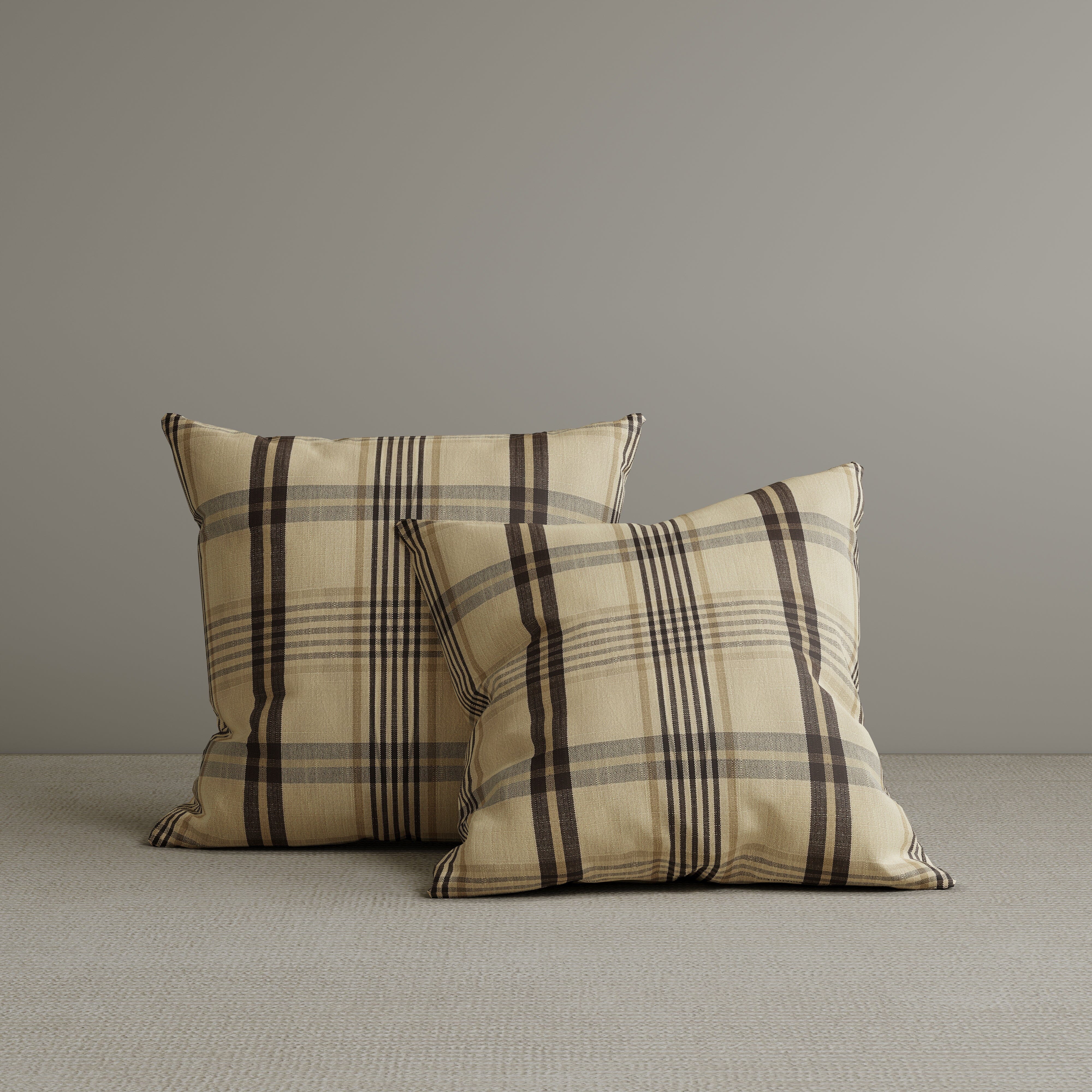 Square Exclusive Design Cushion in Cocoa Comfort Checkered Cotton Linen, 45*45CM Living and Home 2 PCS 