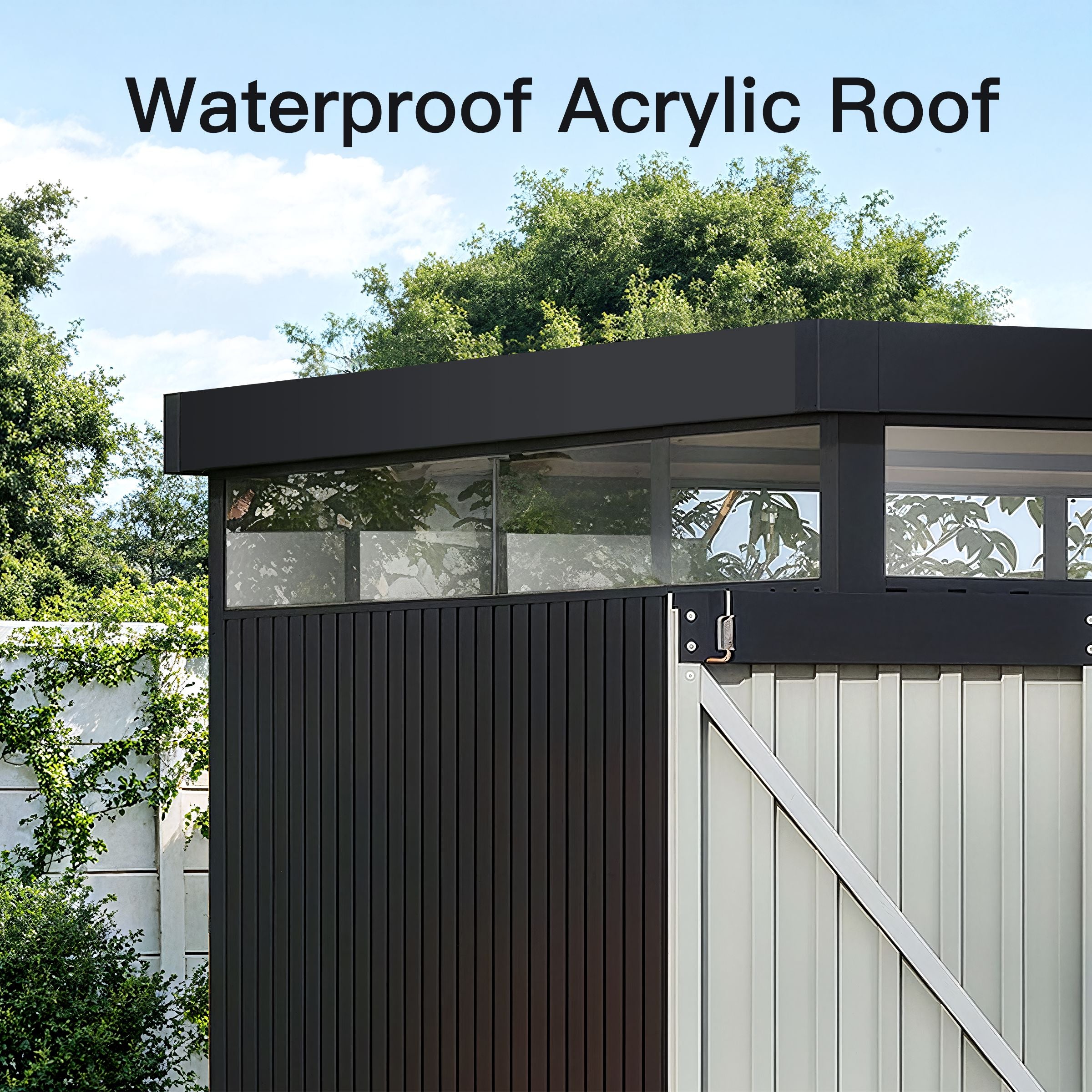 2x2.6x2m/1.6x2.6x2m/2.6x3x2m/4x3x2m Charcoal Black Galvanized Steel Storage Shed with Double/Single Lockable Doors Living and Home 