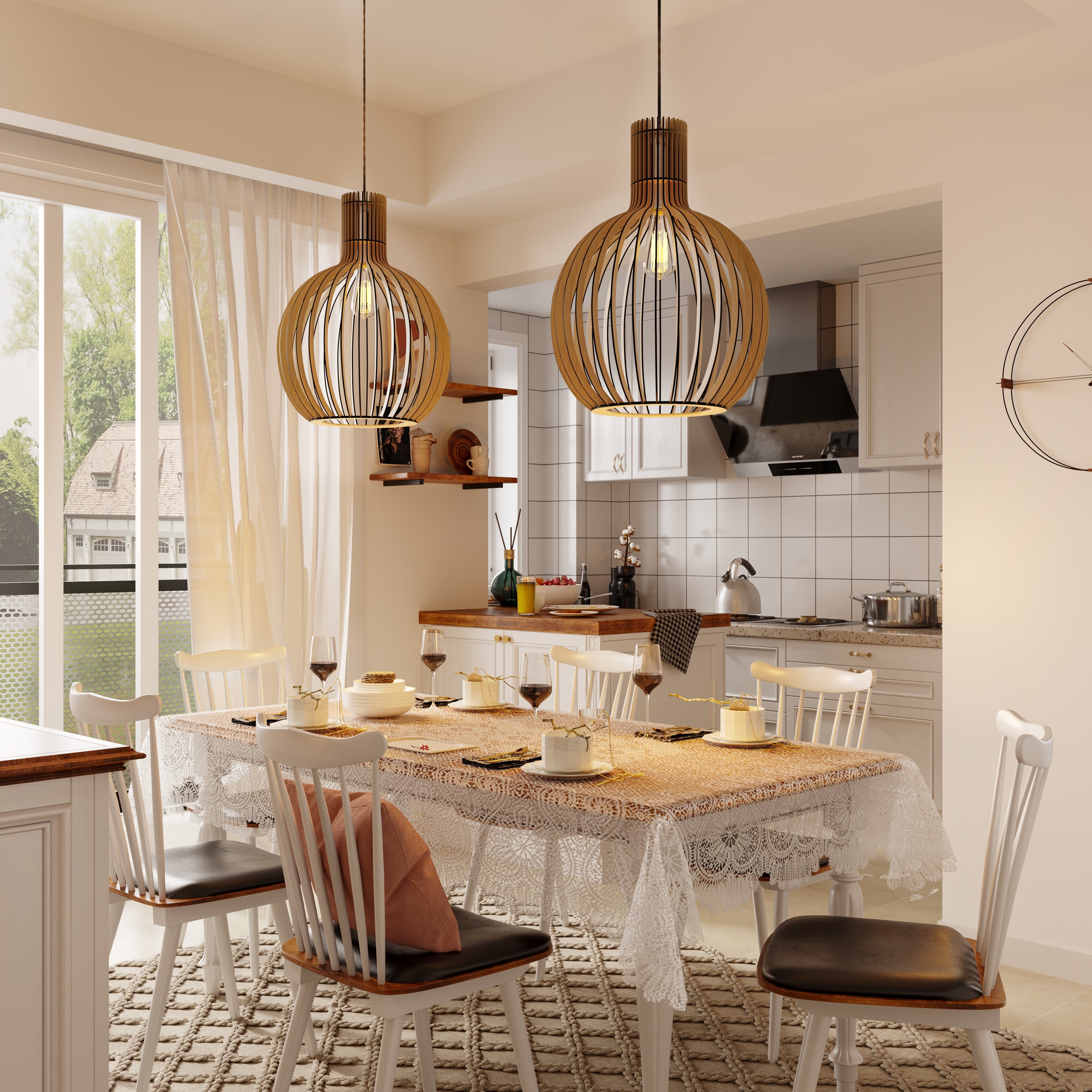 Shadome-Lightsin Scandinavian LED Wooden Birdcage Pendant Light Lightsin UK Black M-1 item 