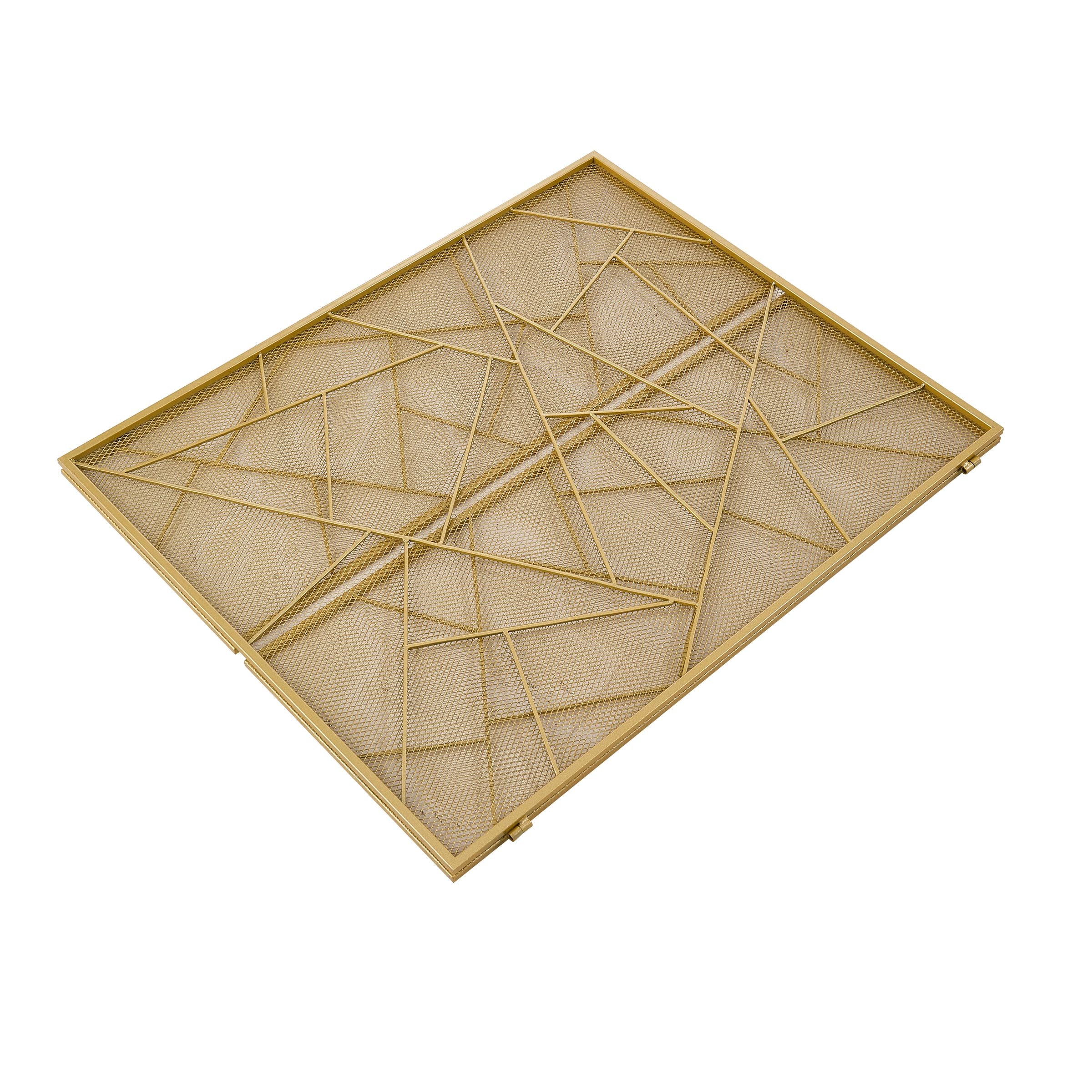 Smallbee Triple-Fold Iron Fireplace Screen Gold Frame – 132x1x80cm Smallbee UK 