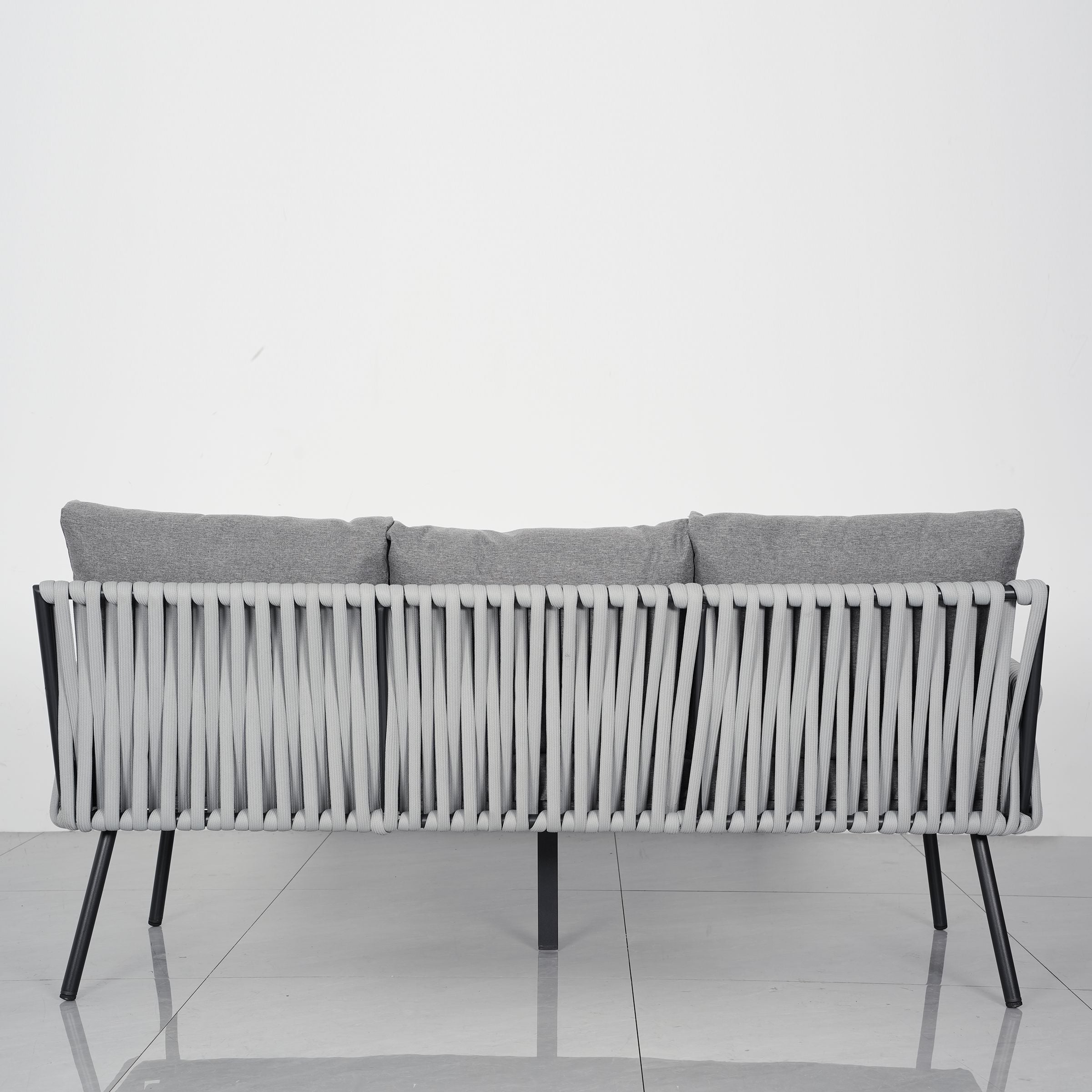 Outdoor Garden Furniture Set with Rope Weave and All Metal Frame 4 Piece Design Living and Home 