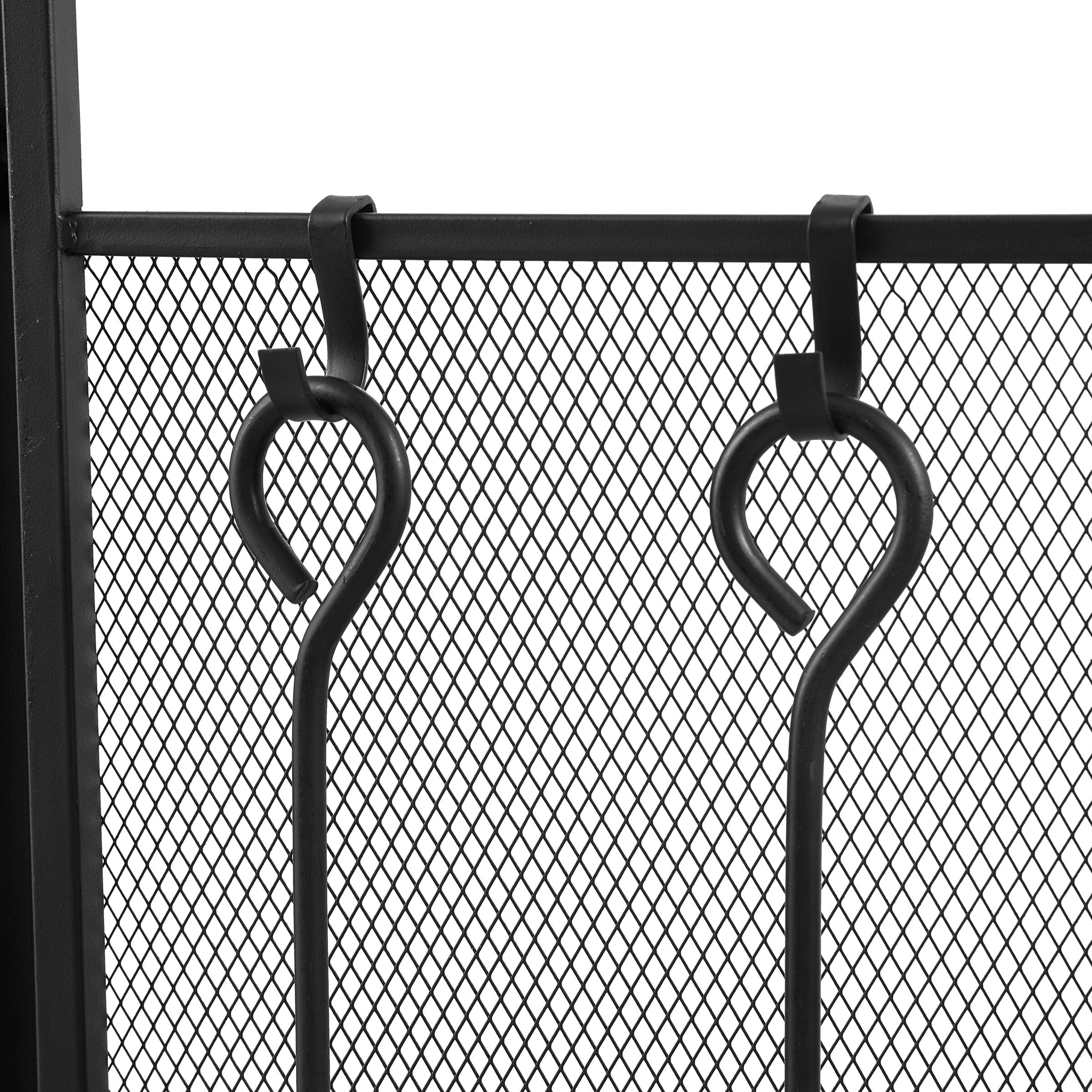 Smallbee Iron Fireplace Screen with 4-Piece Tool Set - Black Powder-Coated 122x1.3x80cm Smallbee UK 