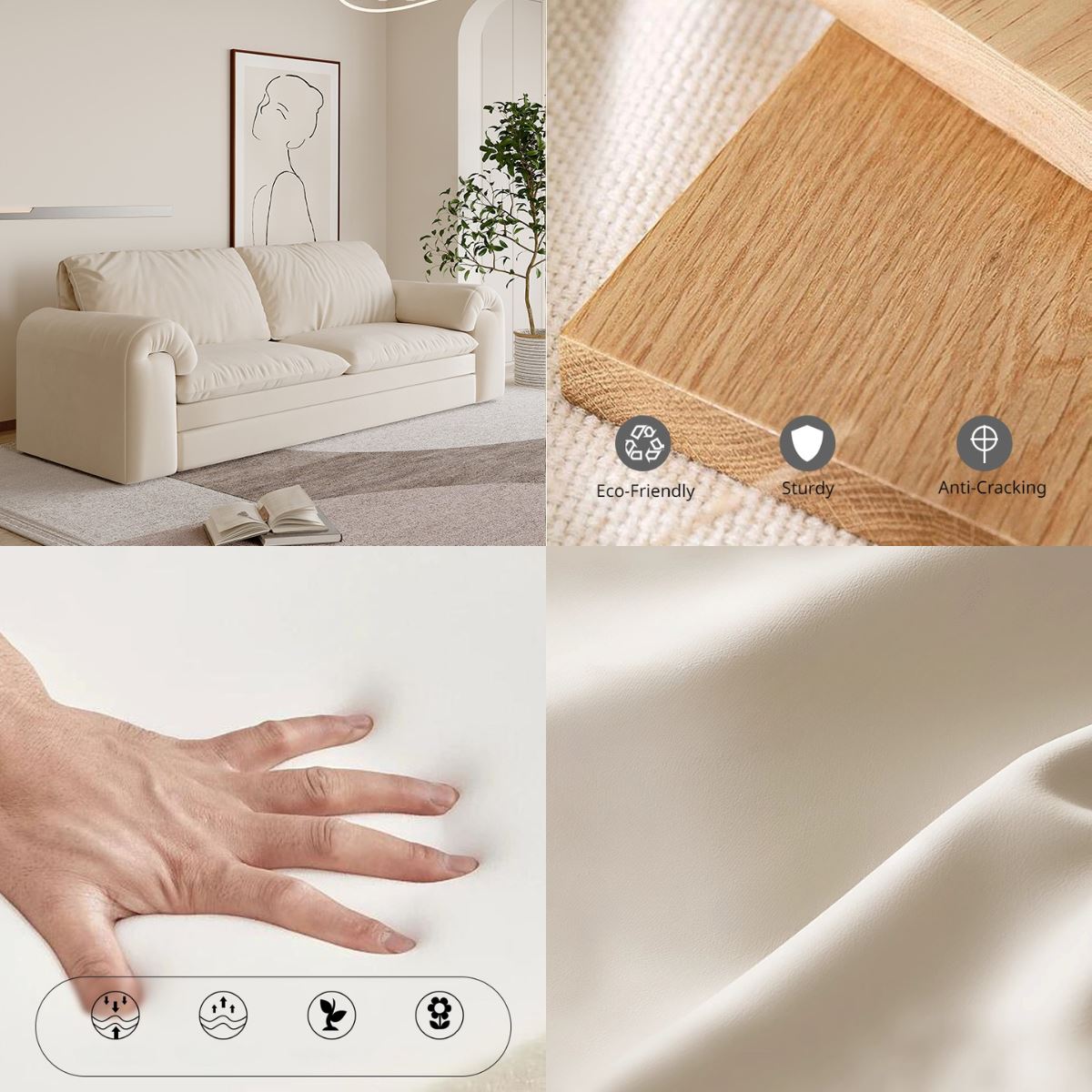 Cottonfy Cream Convertible Sleeper Sofa Bed with Drawers Living and Home 