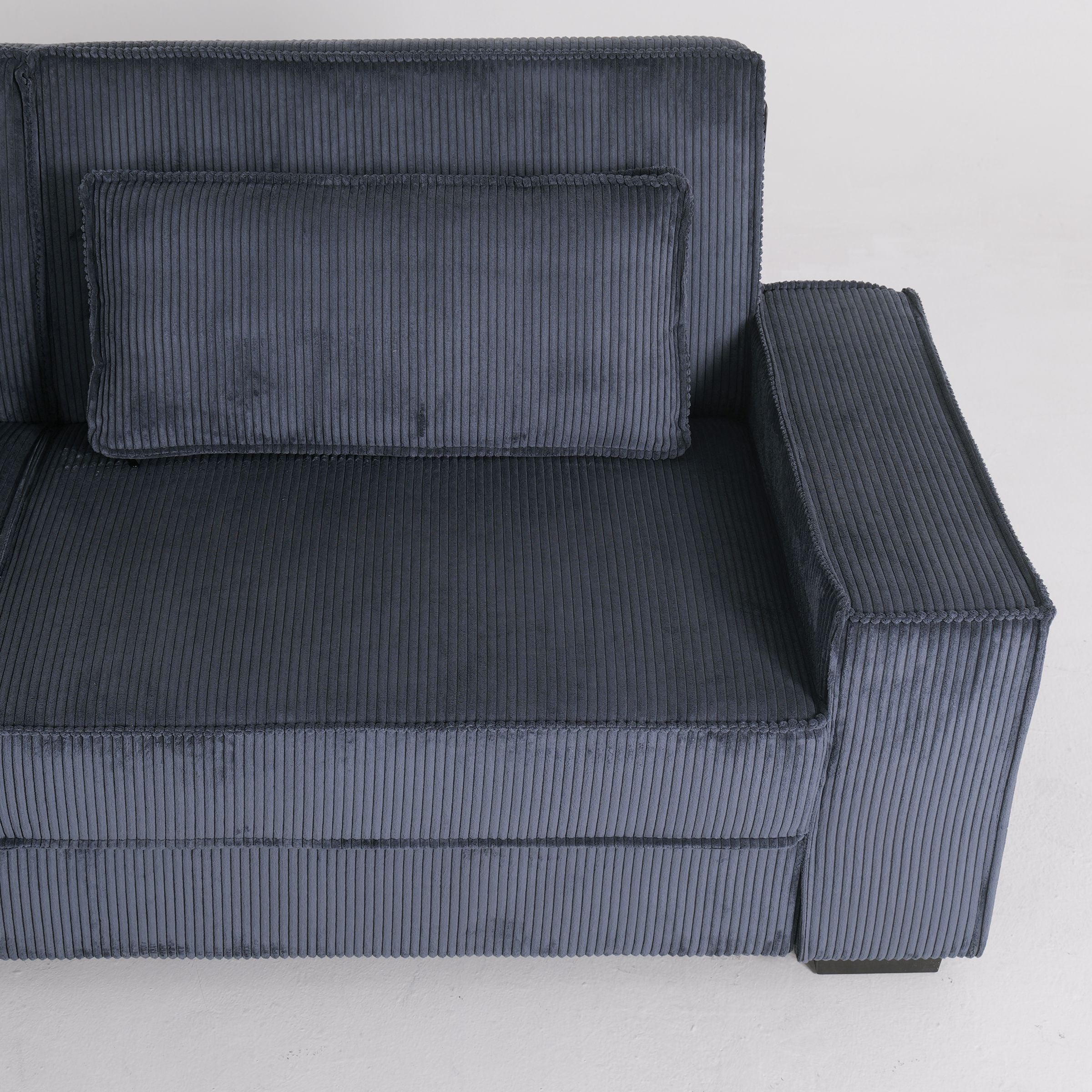 Deep Blue Corduroy Sofa Bed with Adjustable Backrest and Spring Support Living and Home 
